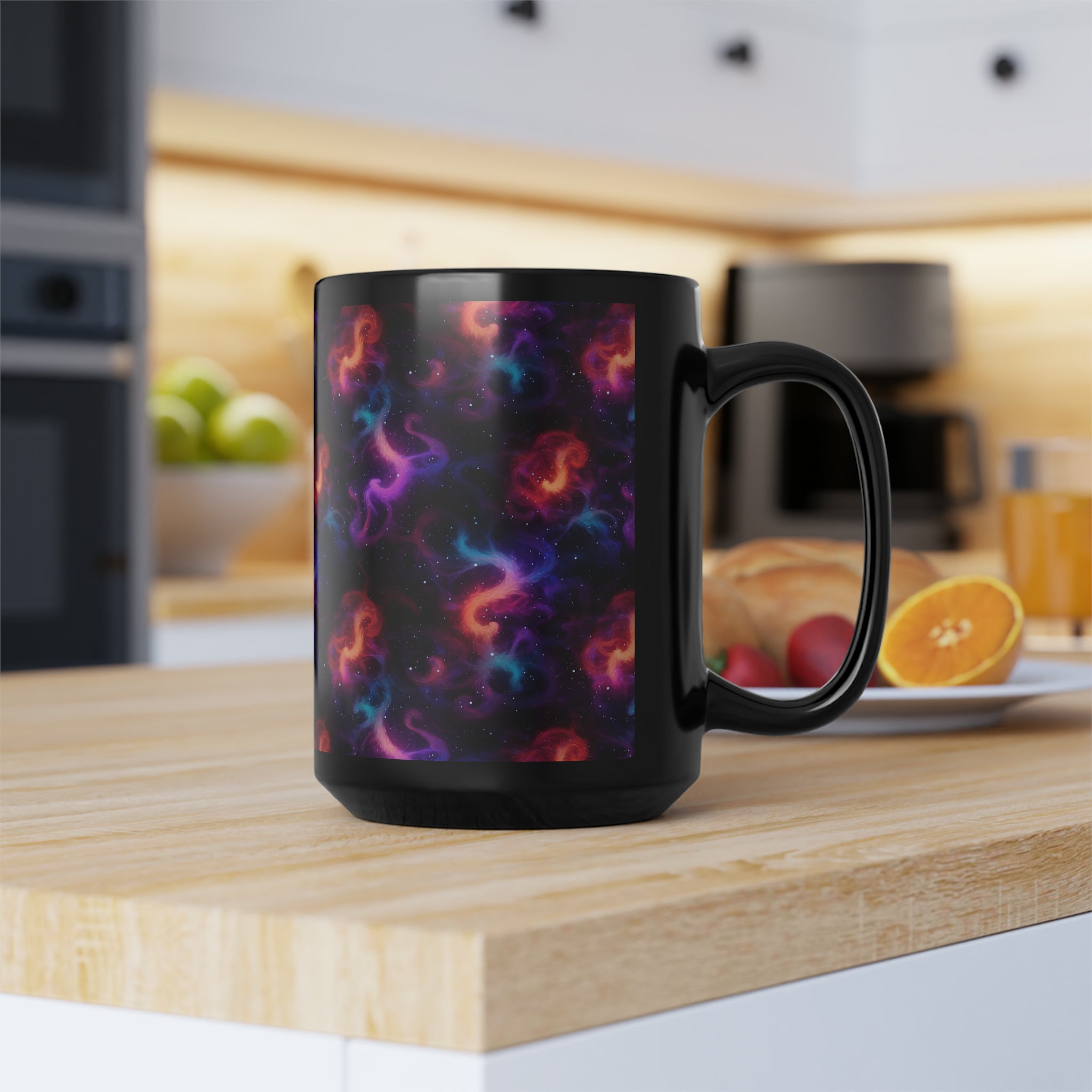 Black Mug, 15oz (AOP) - Fantasy Galaxies 04