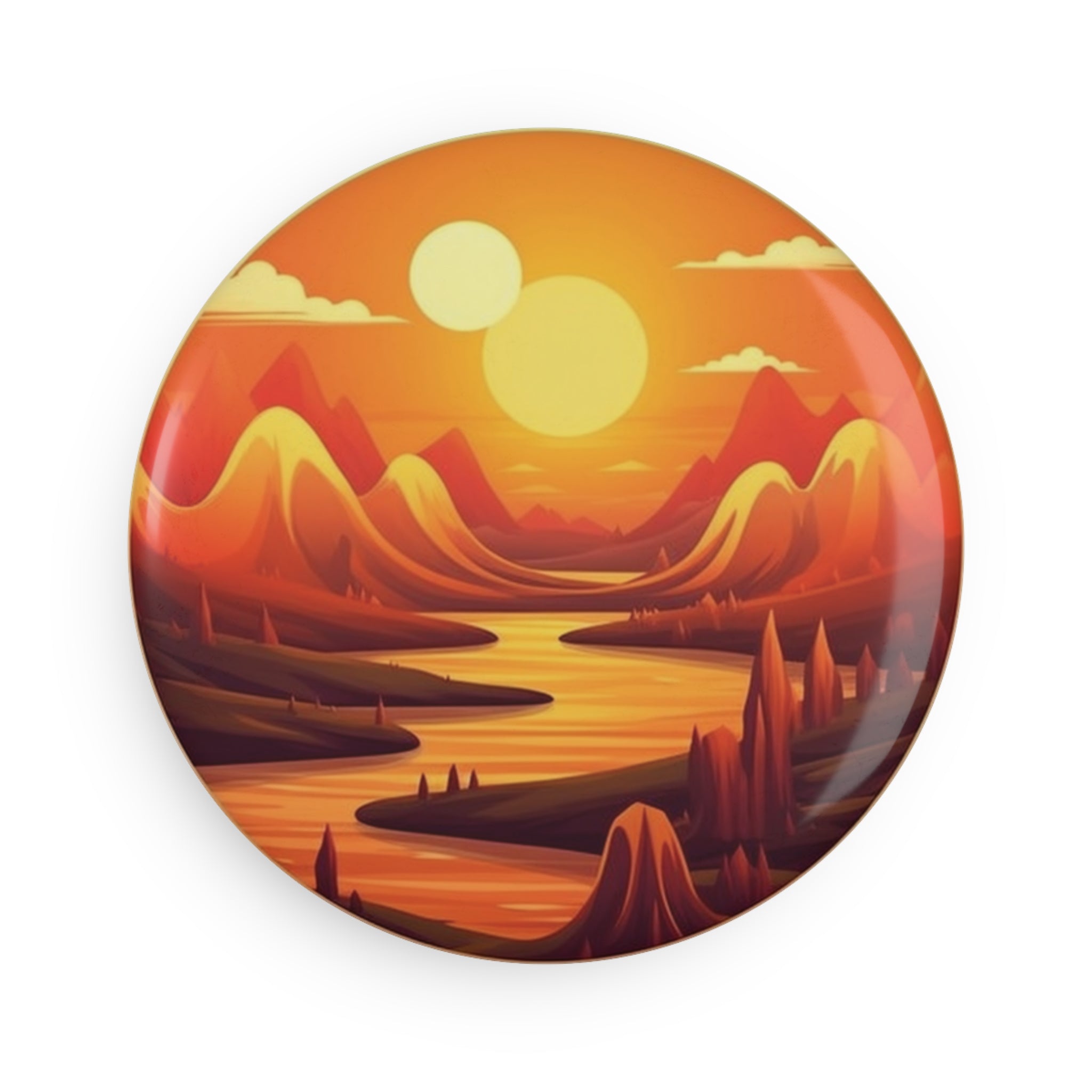 Button Magnet, Round (1 & 10 pcs) - Sunsets 05