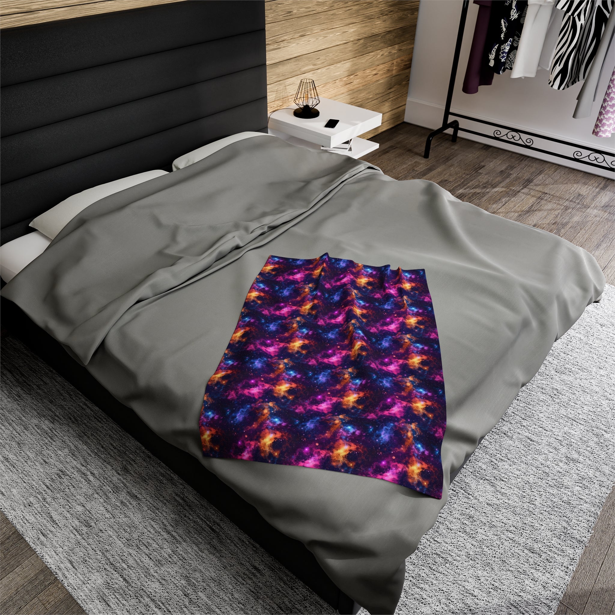 Velveteen Plush Blanket (AOP) - Fantasy Galaxies 06