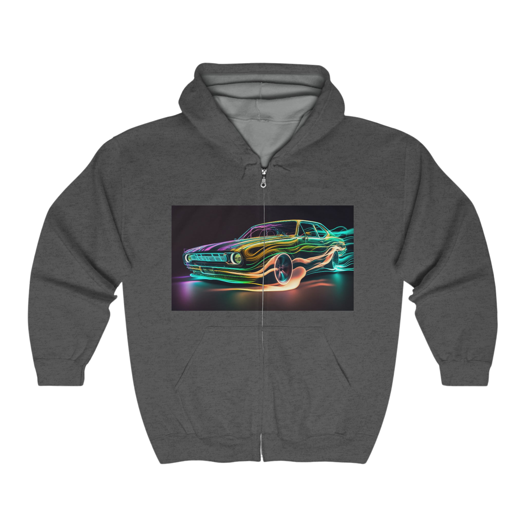 Unisex Heavy Blend™ Full Zip Hooded Sweatshirt - Neon Car 03