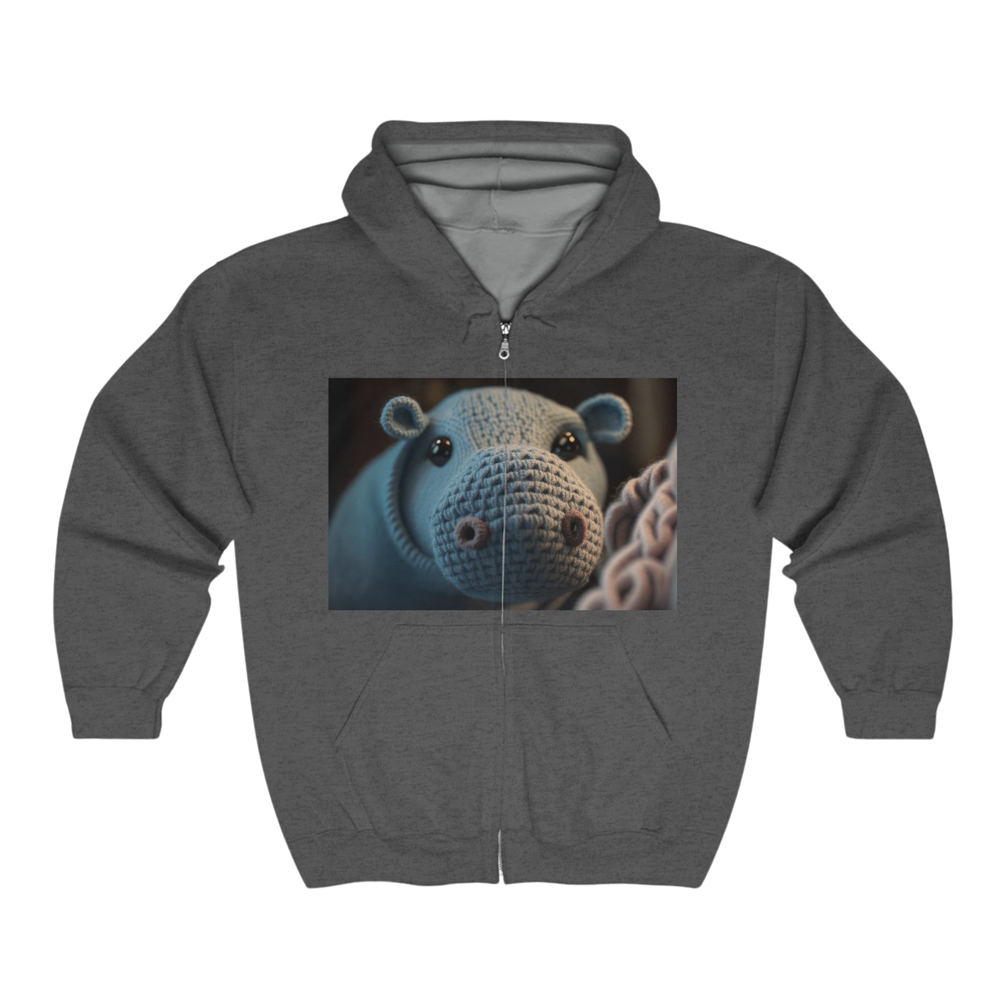 Unisex Heavy Blend™ Full Zip Hooded Sweatshirt - Baby Animals - Hippopotamus