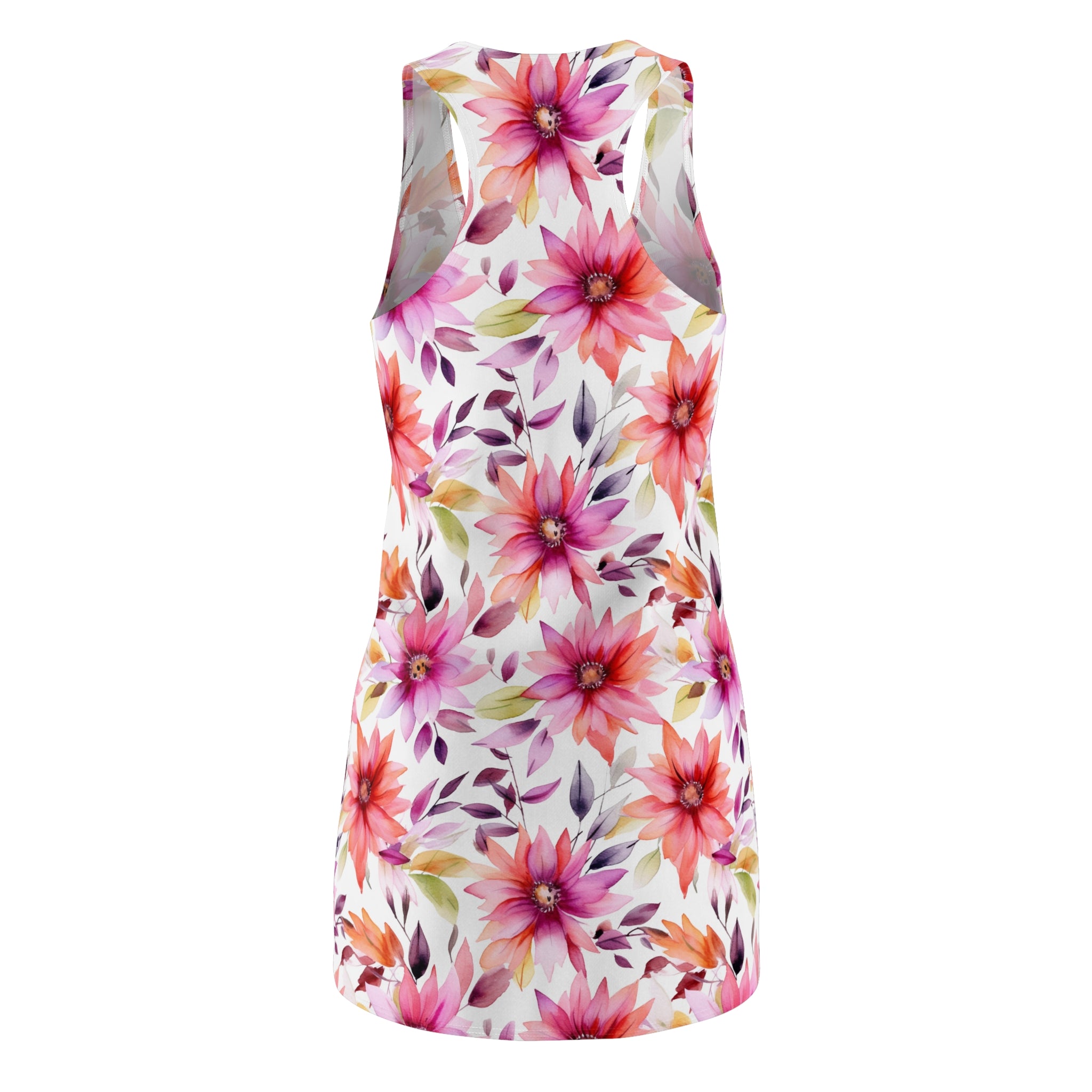 Women's Cut & Sew Racerback Dress (AOP) - Seamless Flower Watercolor Designs 01