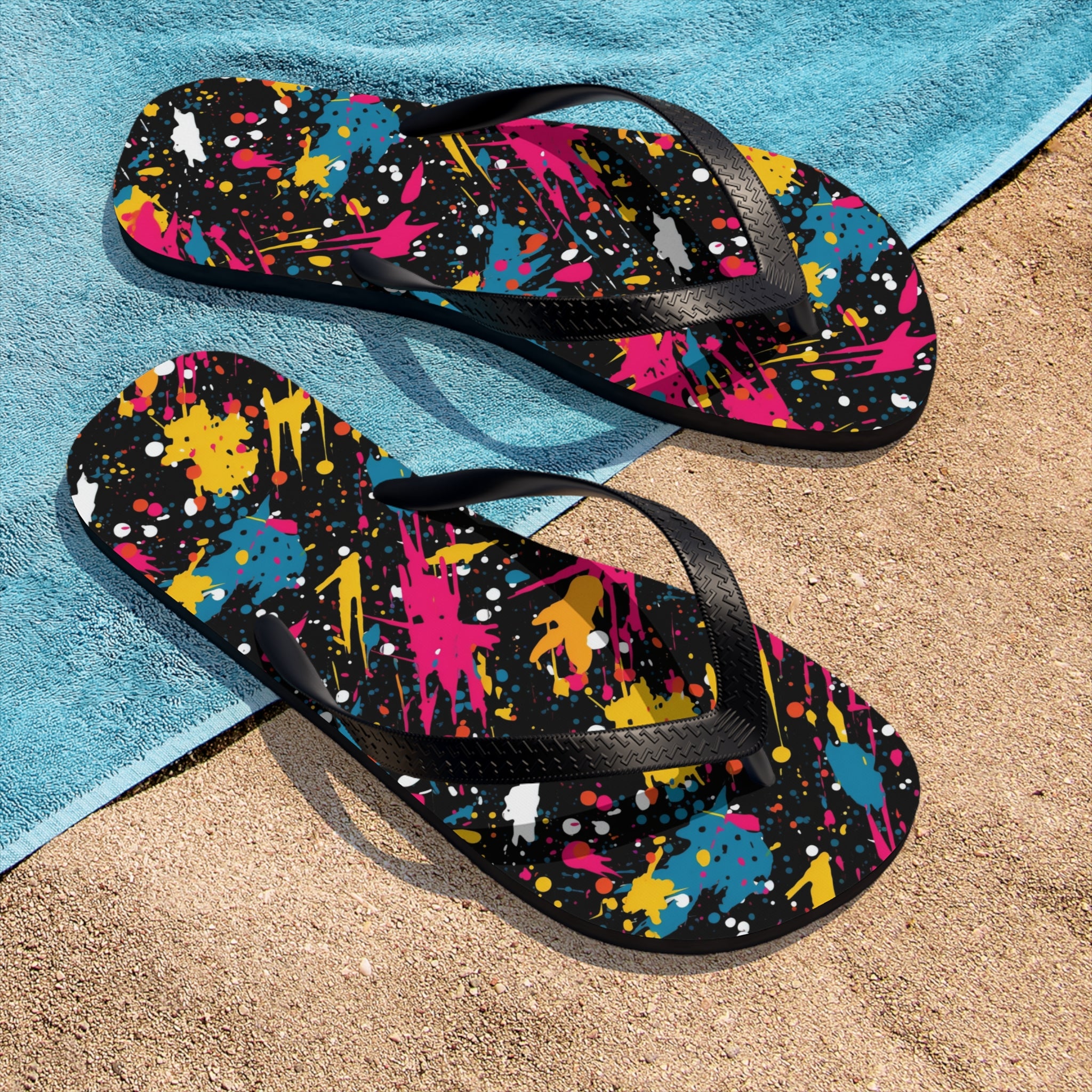 Unisex Flip-Flops (AOP) - Seamless Color Splatter Designs 10