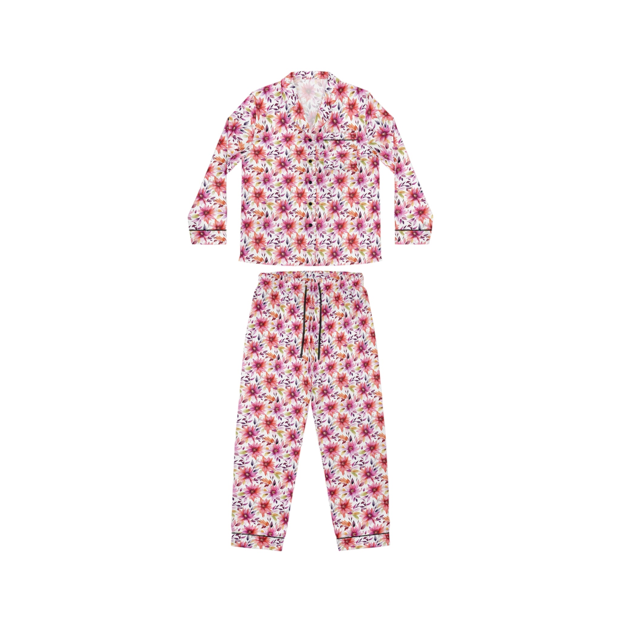 Women's Satin Pajamas (AOP) - Floral Prints 01