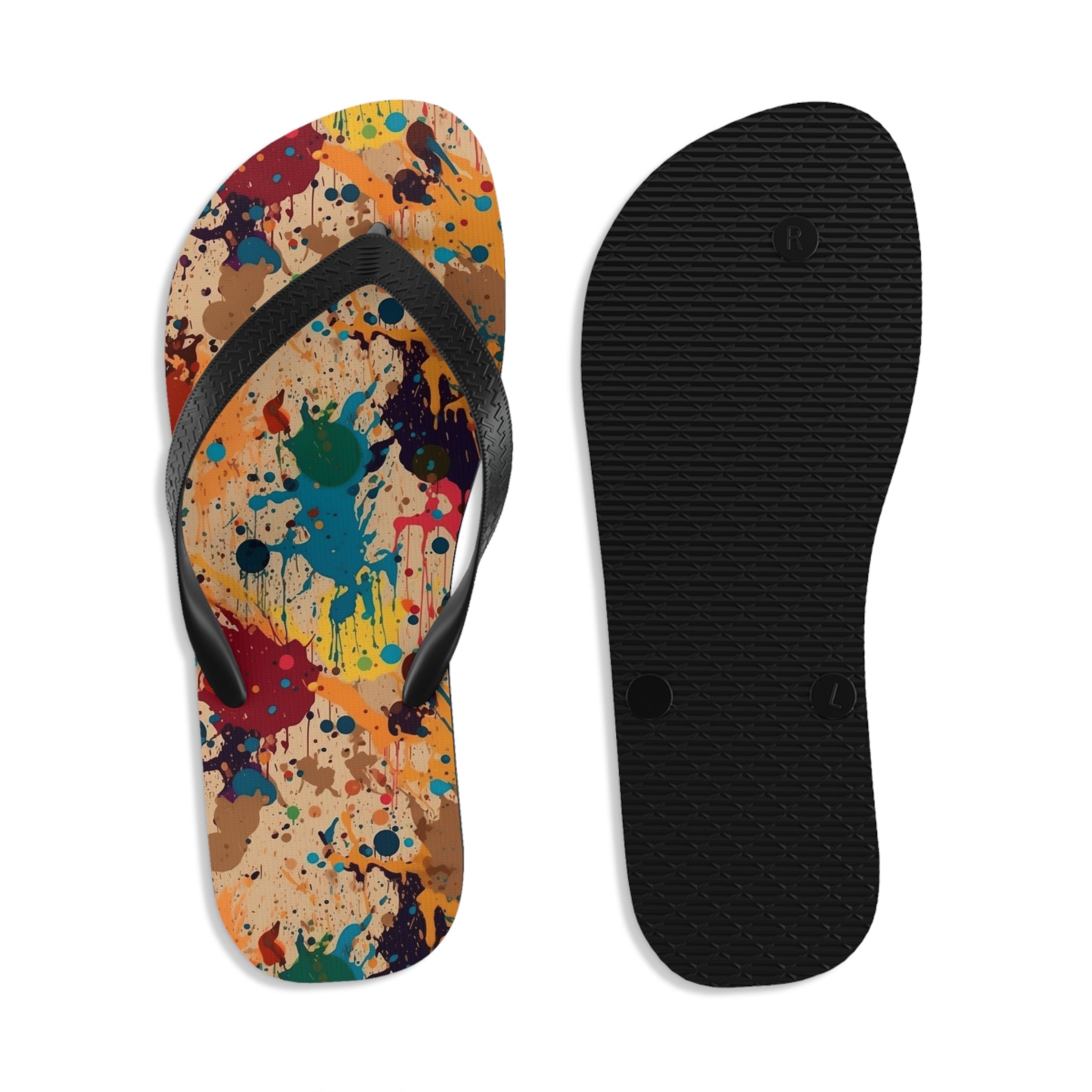 Unisex Flip-Flops (AOP) - Seamless Color Splatter Designs 01