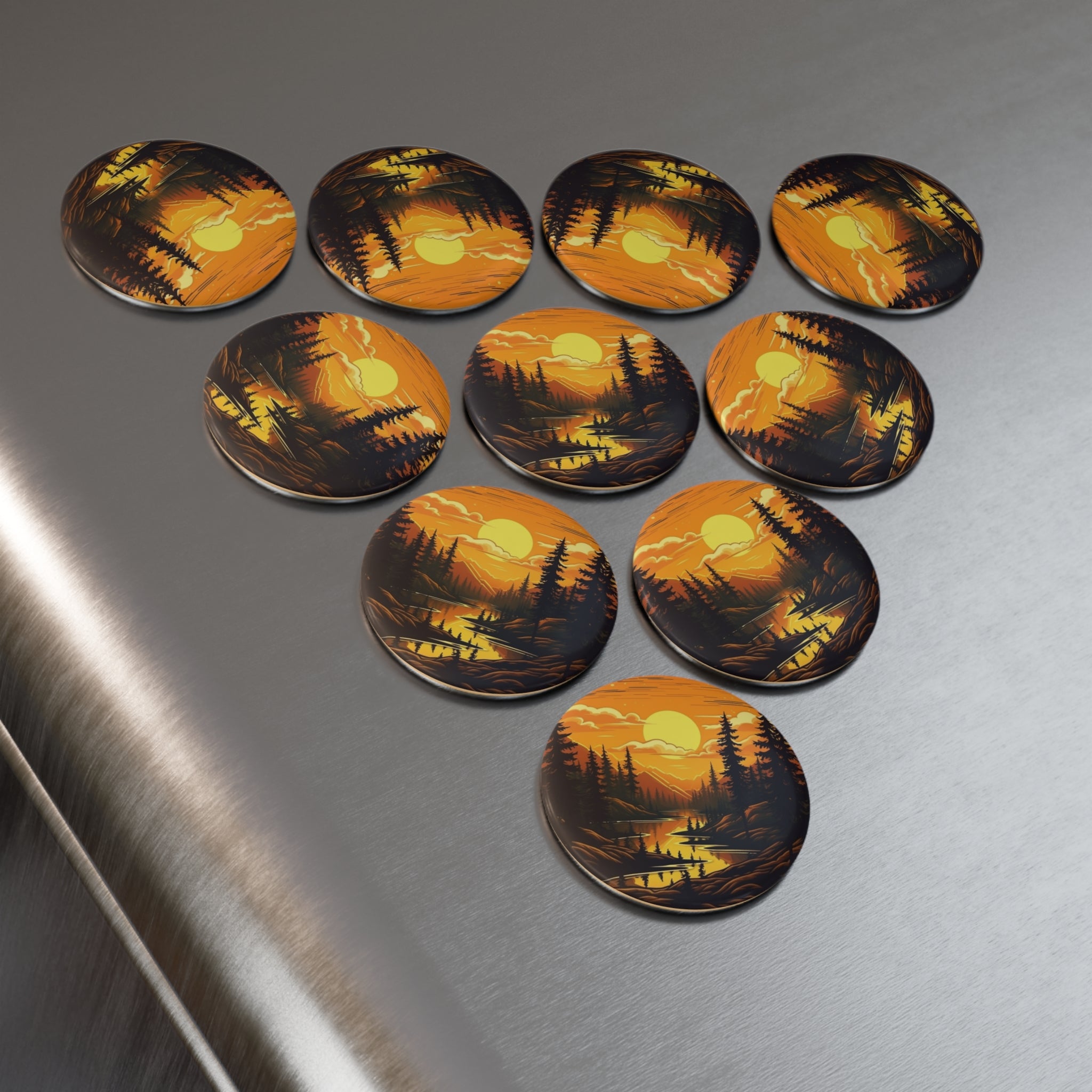 Button Magnet, Round (1 & 10 pcs) - Sunsets 03