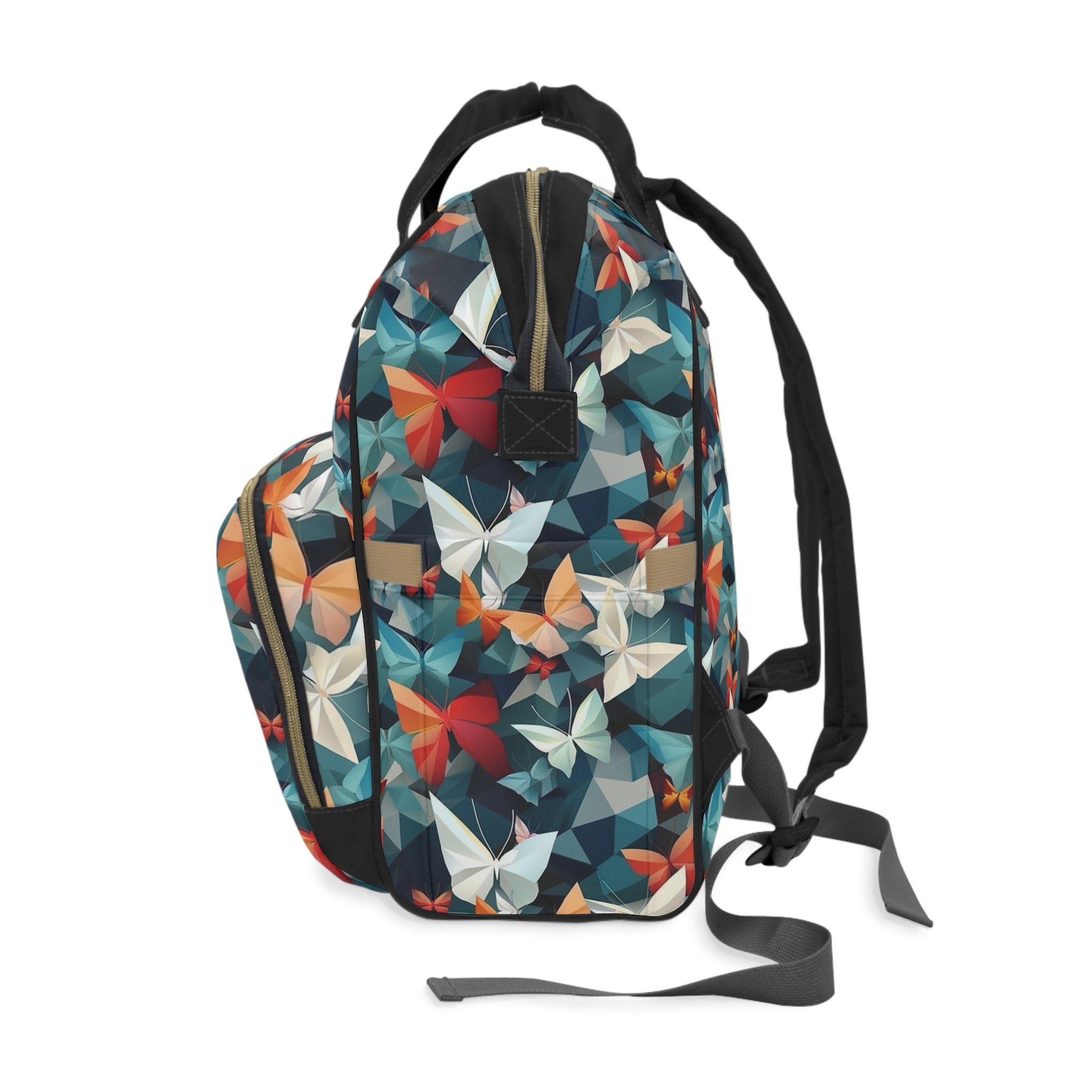 Multifunctional Diaper Backpack (AOP) - Seamless Butterflies Design 09