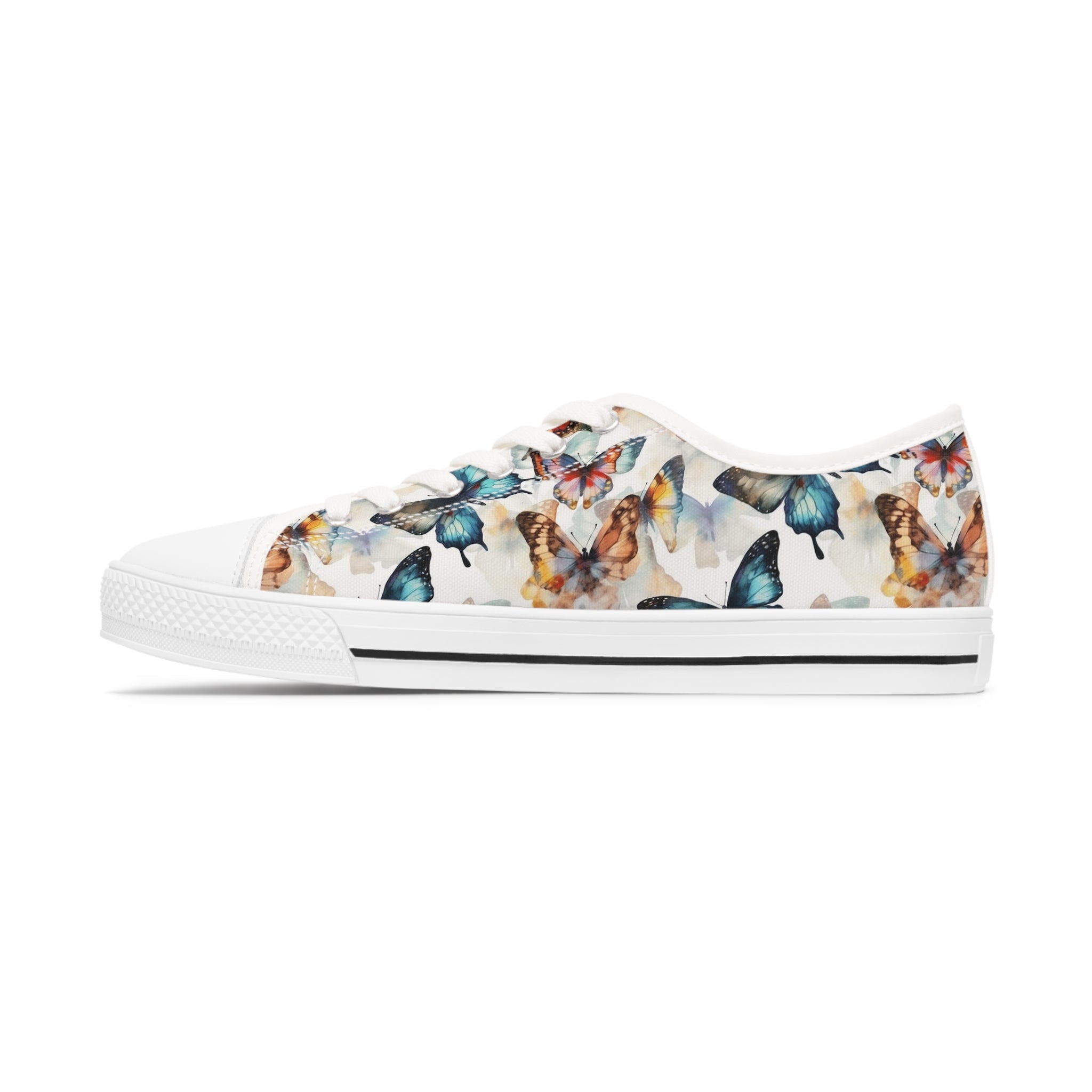 Women's Low Top Sneakers (AOP) - Seamless Butterfly Designs 03