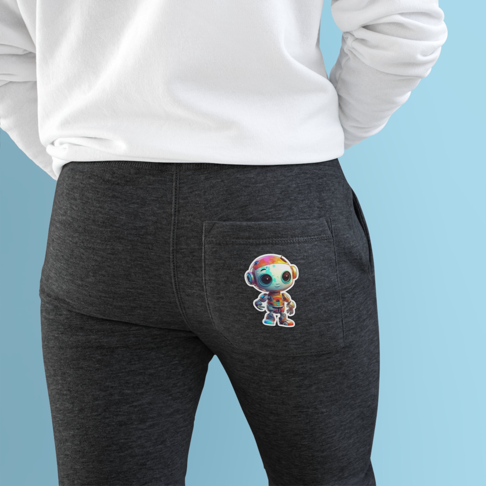 Premium Fleece Joggers - Robot Pop Art Design, Droid