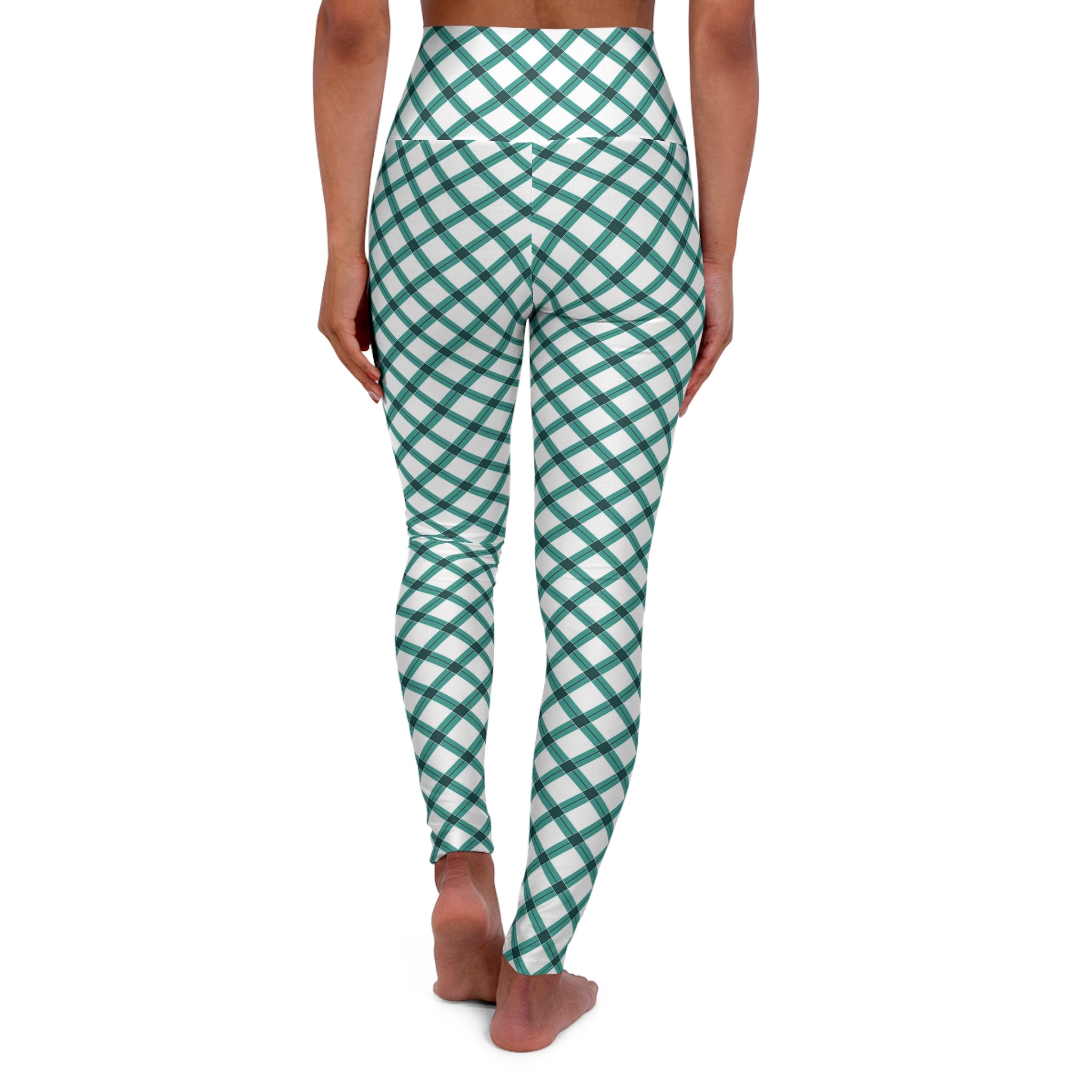 High Waisted Yoga Leggings (AOP) - Seamless Checkered Designs 08