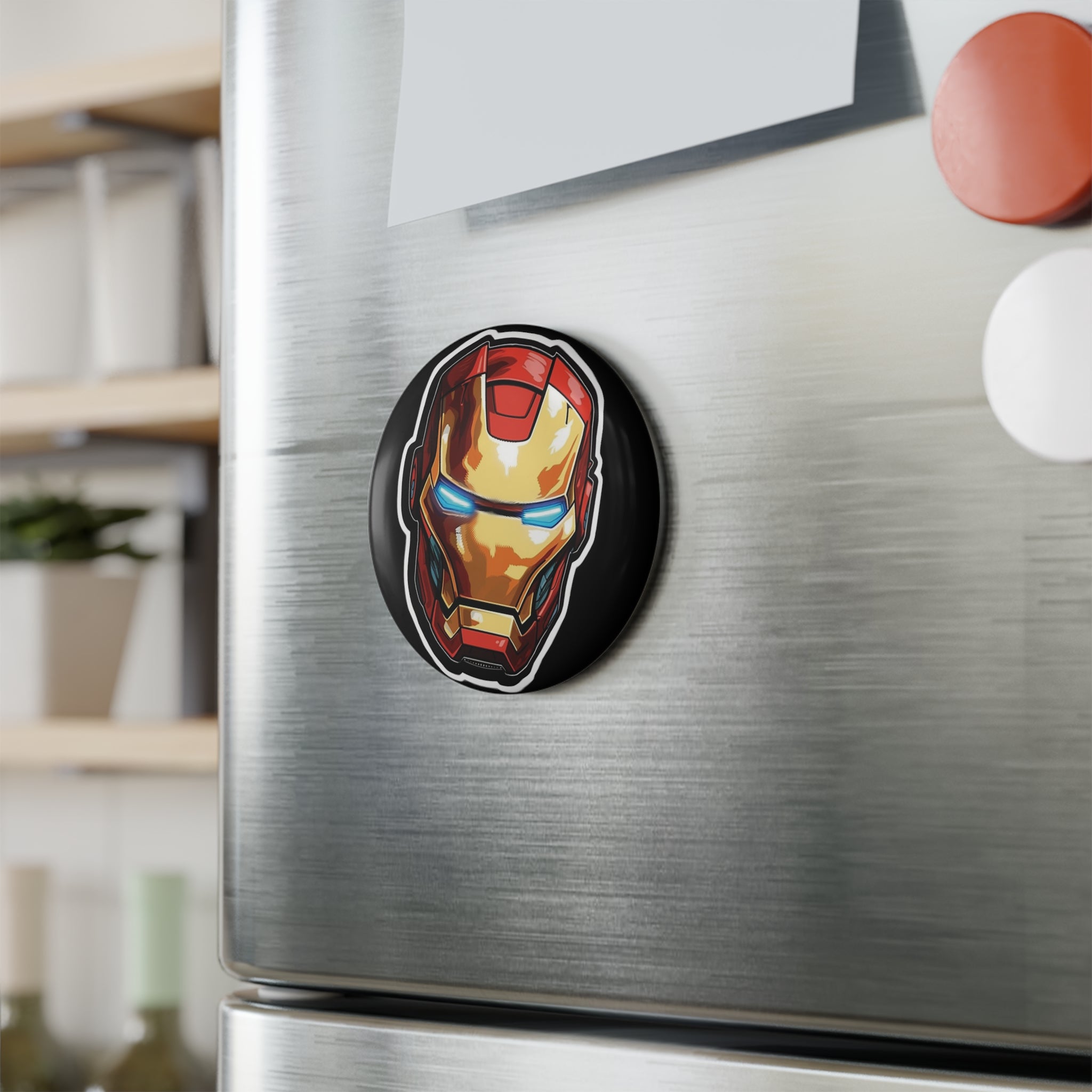 Button Magnet, Round (1 & 10 pcs) - Iron-Man