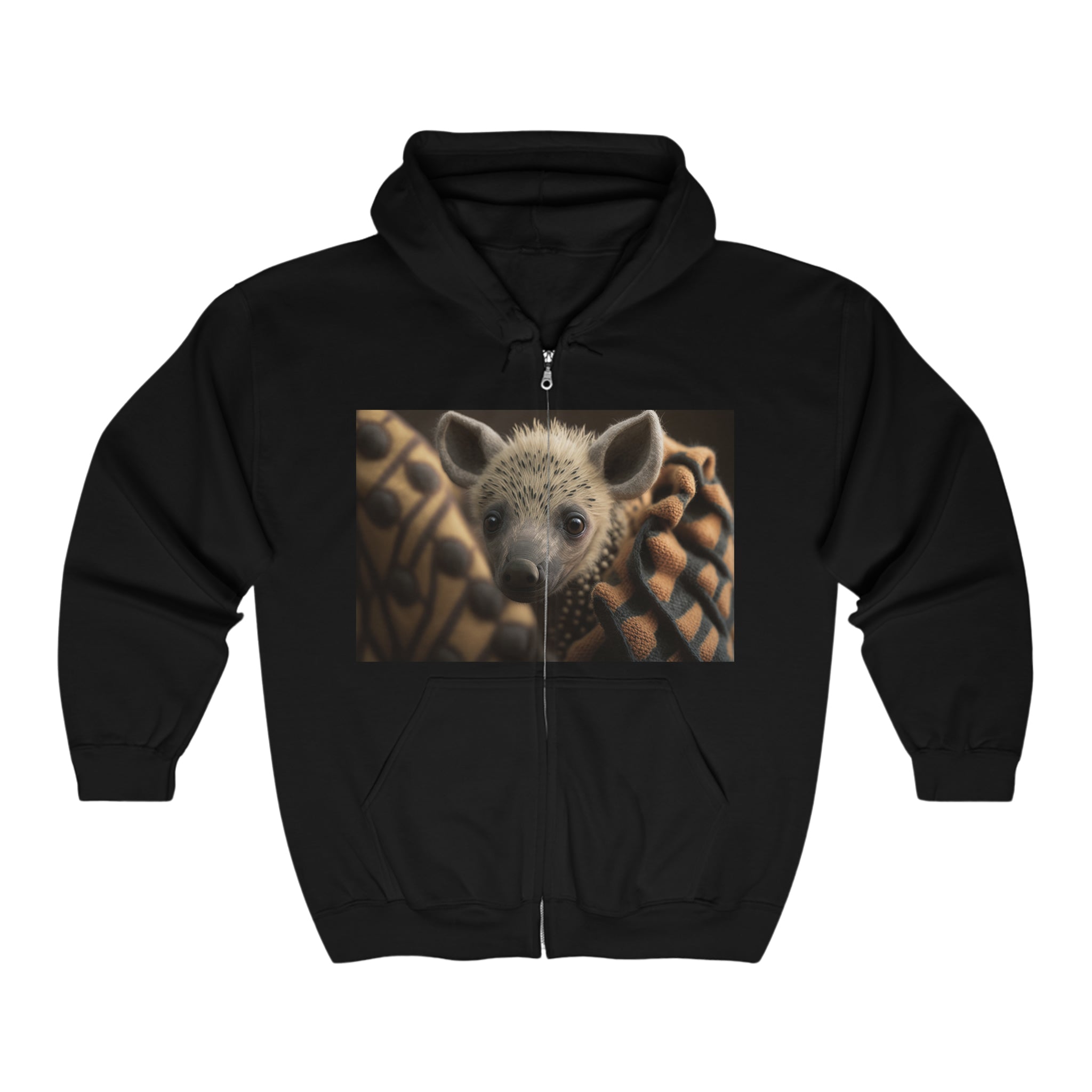 Unisex Heavy Blend™ Full Zip Hooded Sweatshirt - Baby Animals - Hyena