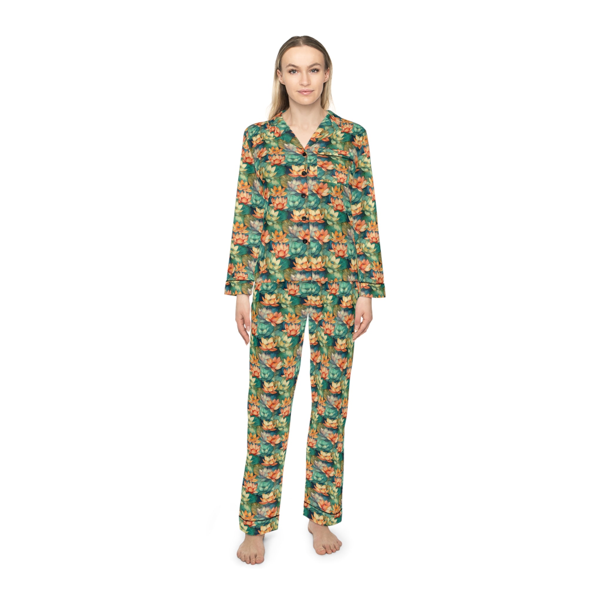 Women's Satin Pajamas (AOP) - Floral Prints 03