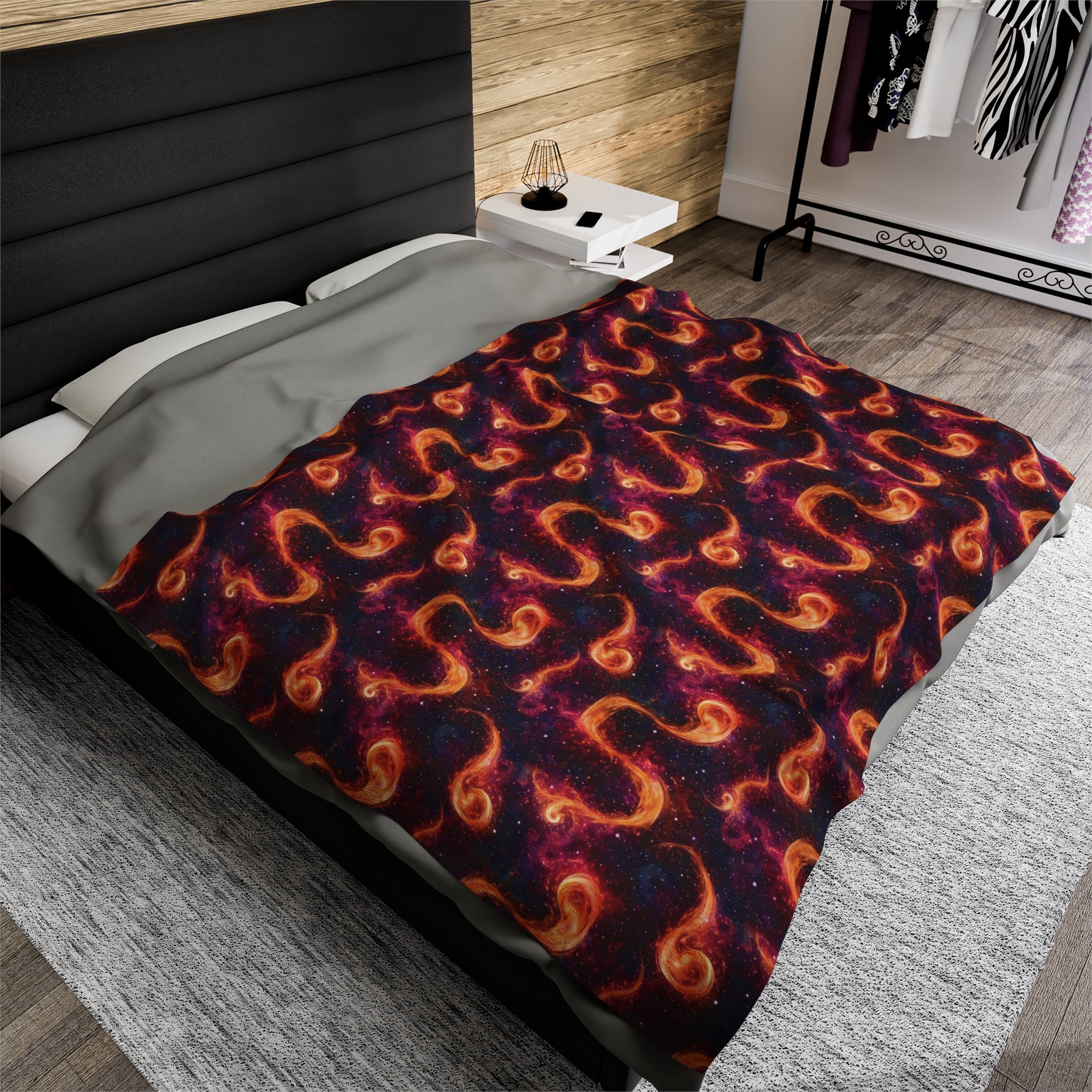 Velveteen Plush Blanket (AOP) - Fantasy Galaxies 03