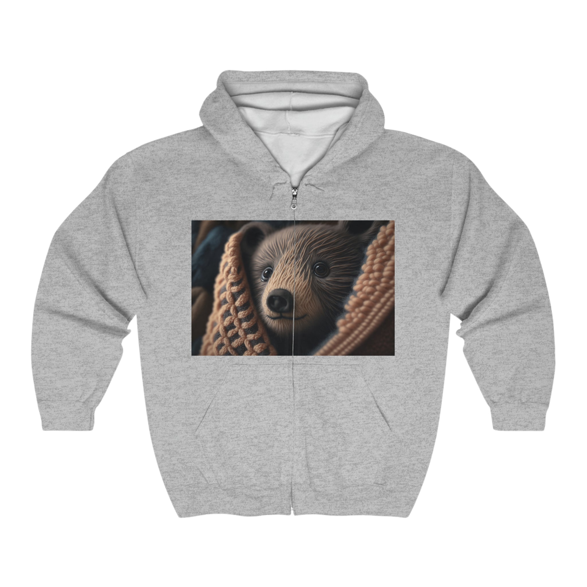 Unisex Heavy Blend™ Full Zip Hooded Sweatshirt - Baby Animals - Bear