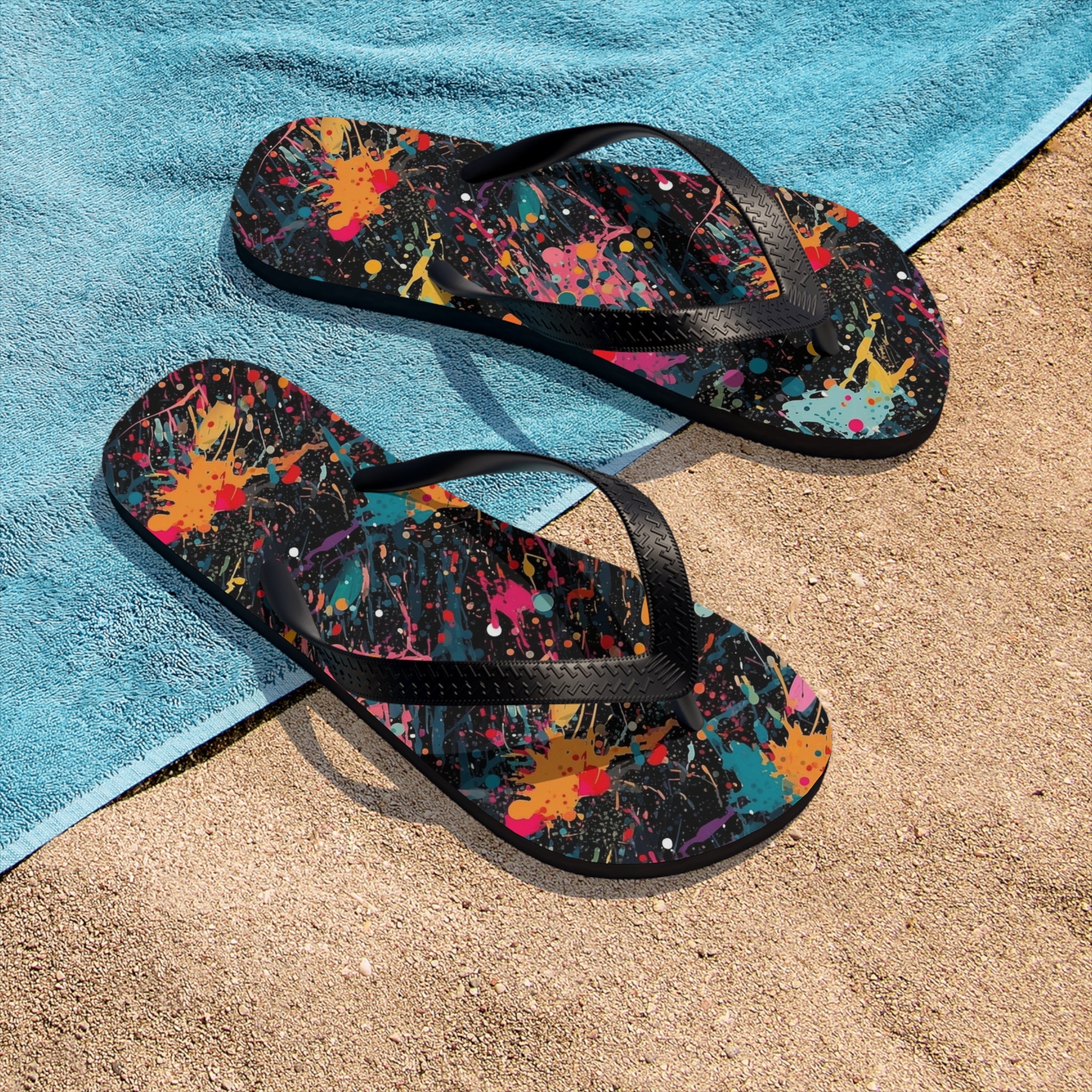 Unisex Flip-Flops (AOP) - Seamless Color Splatter Designs 03