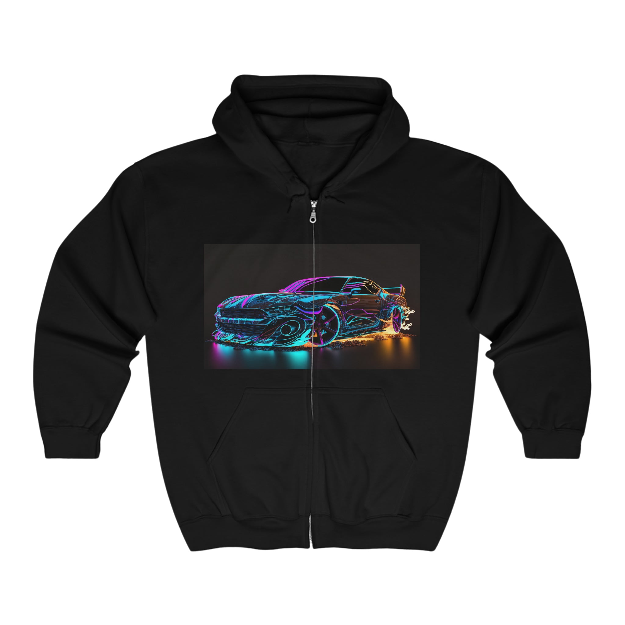 Unisex Heavy Blend™ Full Zip Hooded Sweatshirt - Neon Car 04