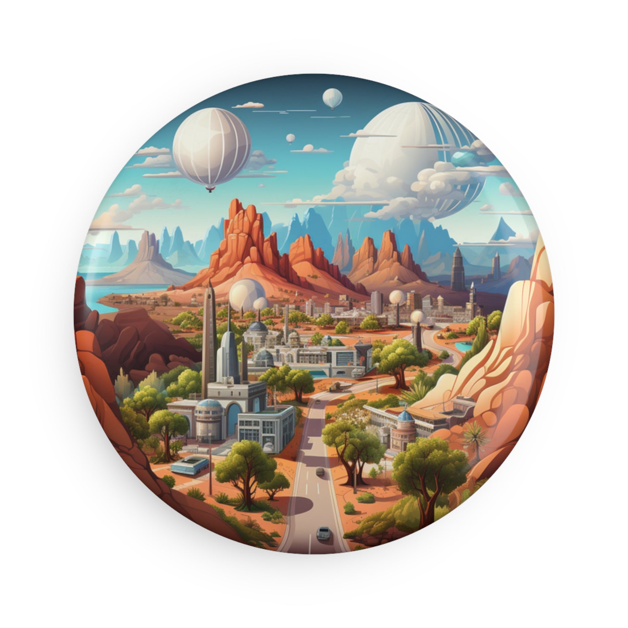 Button Magnet, Round (1 & 10 pcs) - Isometric City Designs 10