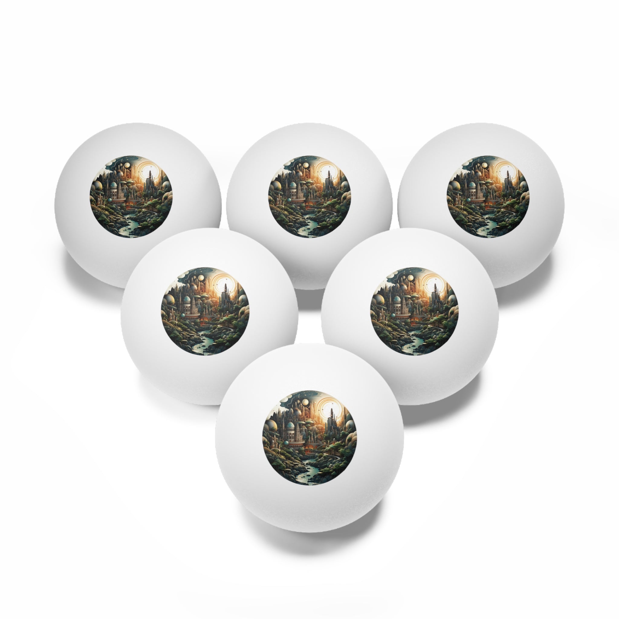 Ping Pong Balls, 6 pcs - Pop Art - Isometric Designs 07