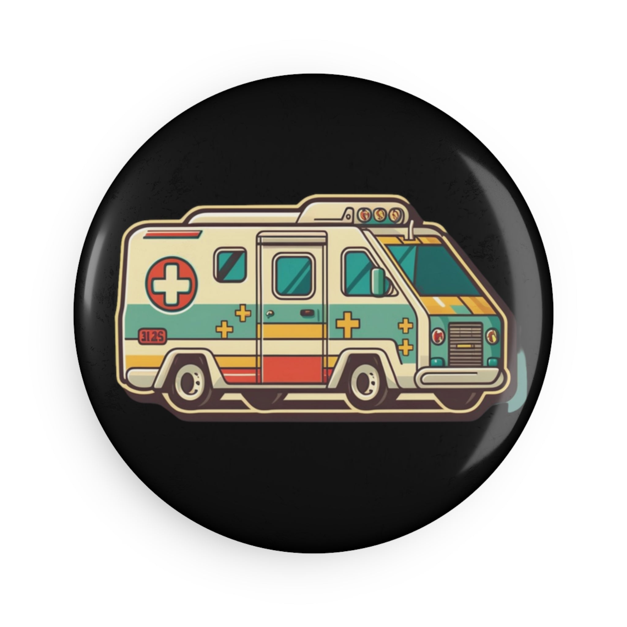 Button Magnet, Round (1 & 10 pcs) - Ambulance