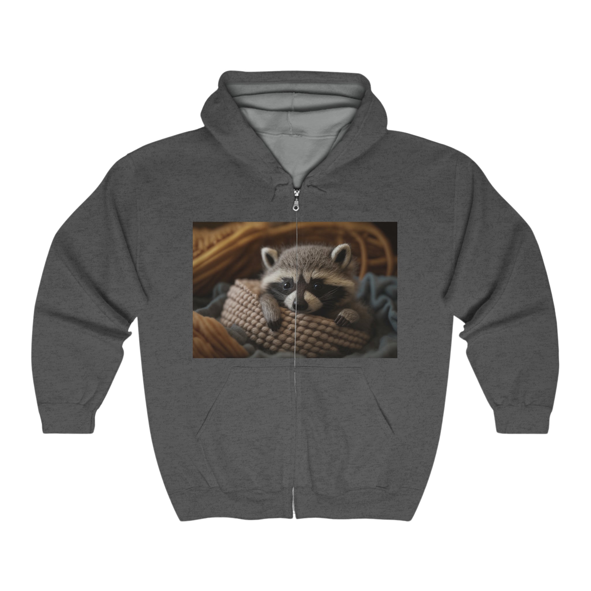 Unisex Heavy Blend™ Full Zip Hooded Sweatshirt - Baby Animals - Raccoon