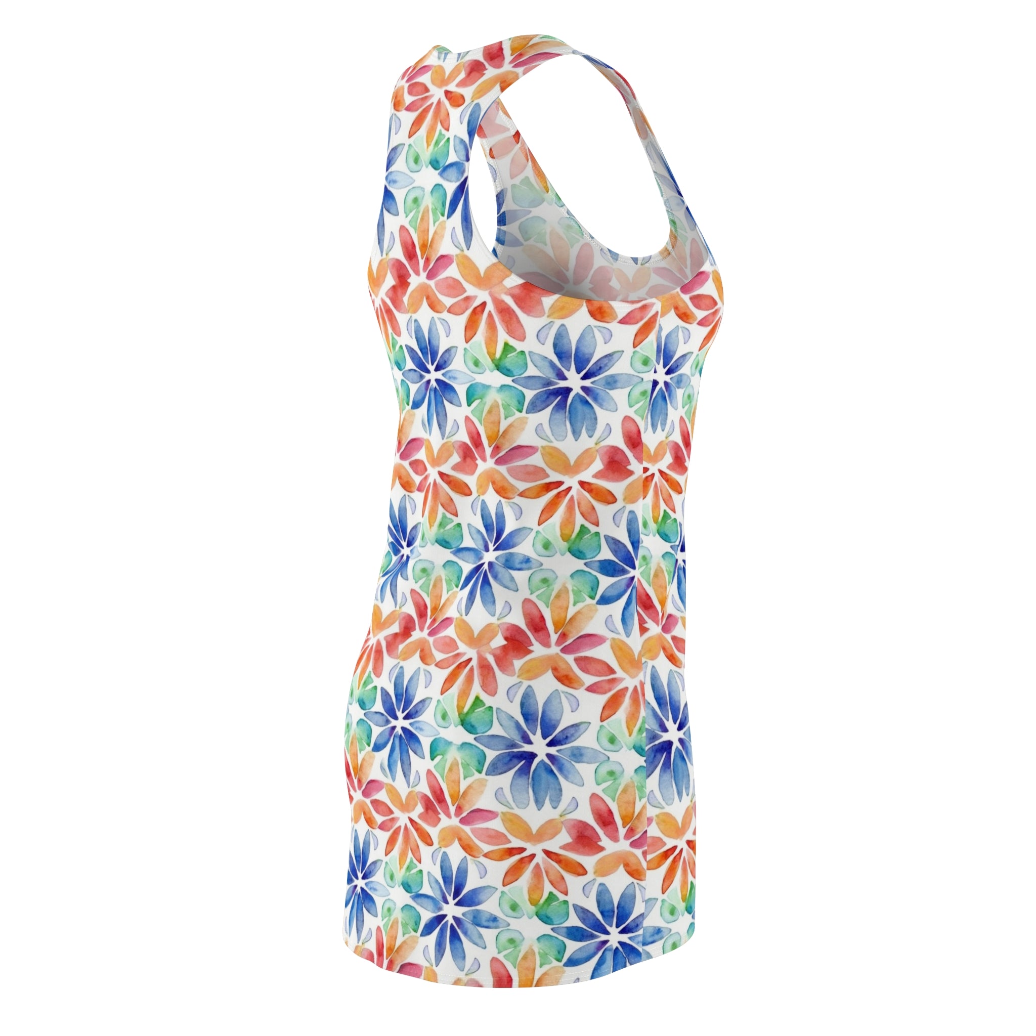 Women's Cut & Sew Racerback Dress (AOP) - Seamless Flower Watercolor Designs 04