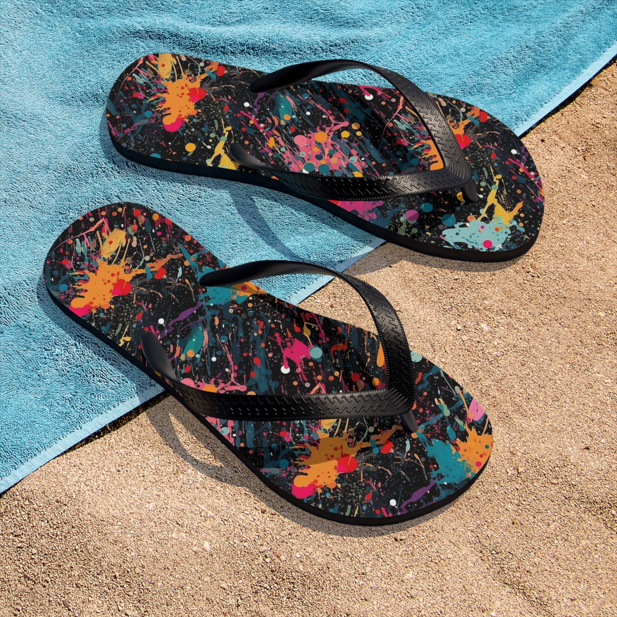 Unisex Flip-Flops (AOP) - Seamless Color Splatter Designs 03