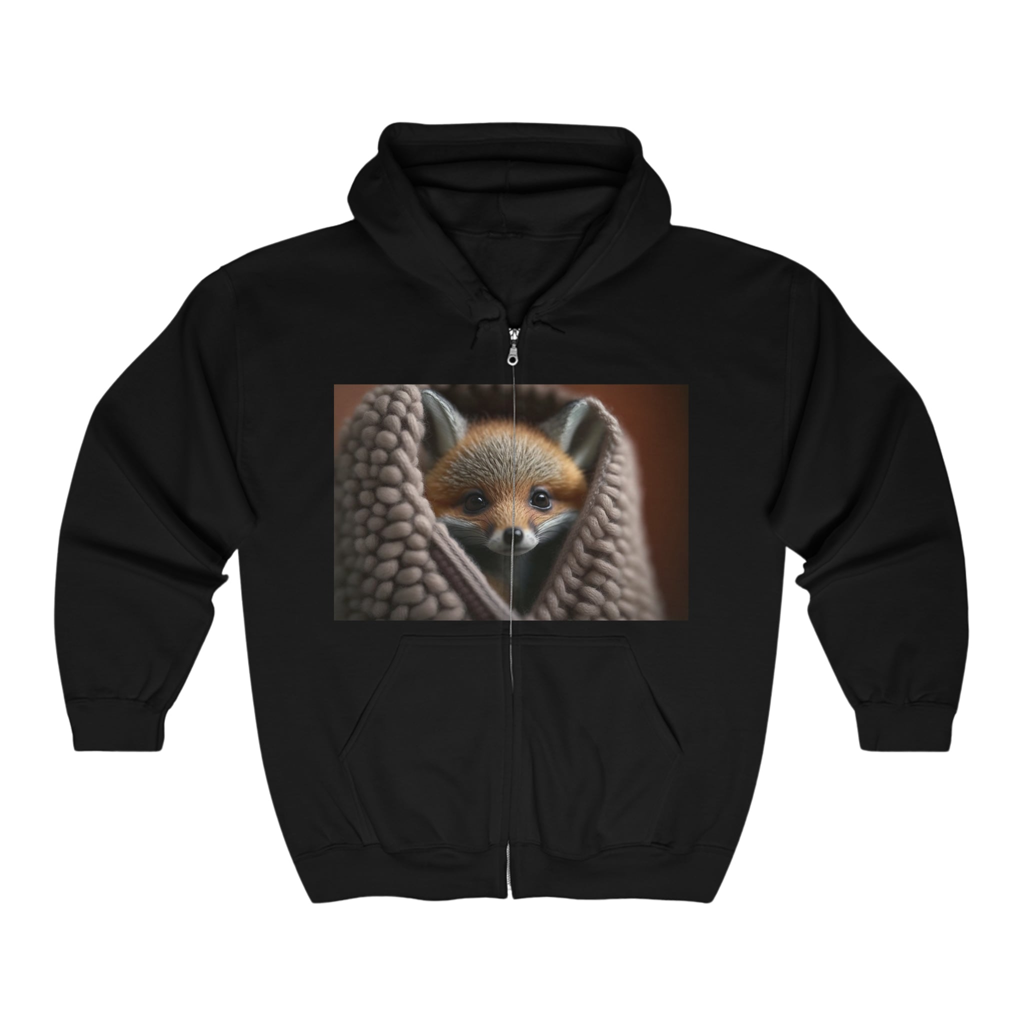 Unisex Heavy Blend™ Full Zip Hooded Sweatshirt - Baby Animals - Fox