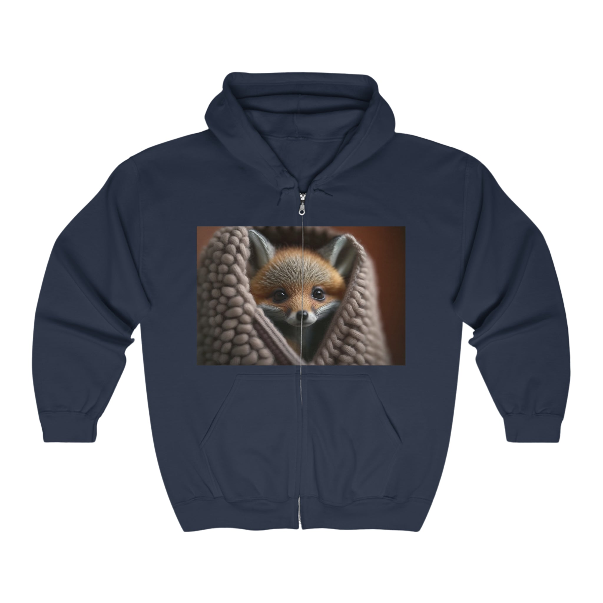 Unisex Heavy Blend™ Full Zip Hooded Sweatshirt - Baby Animals - Fox