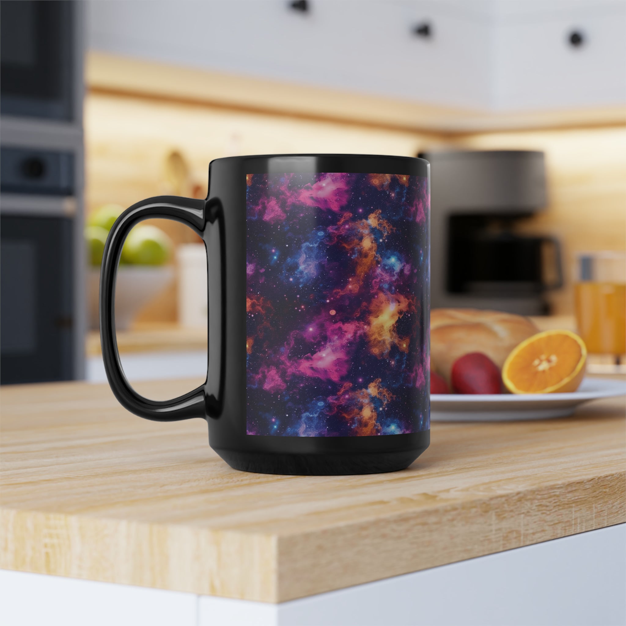 Black Mug, 15oz (AOP) - Fantasy Galaxies 06