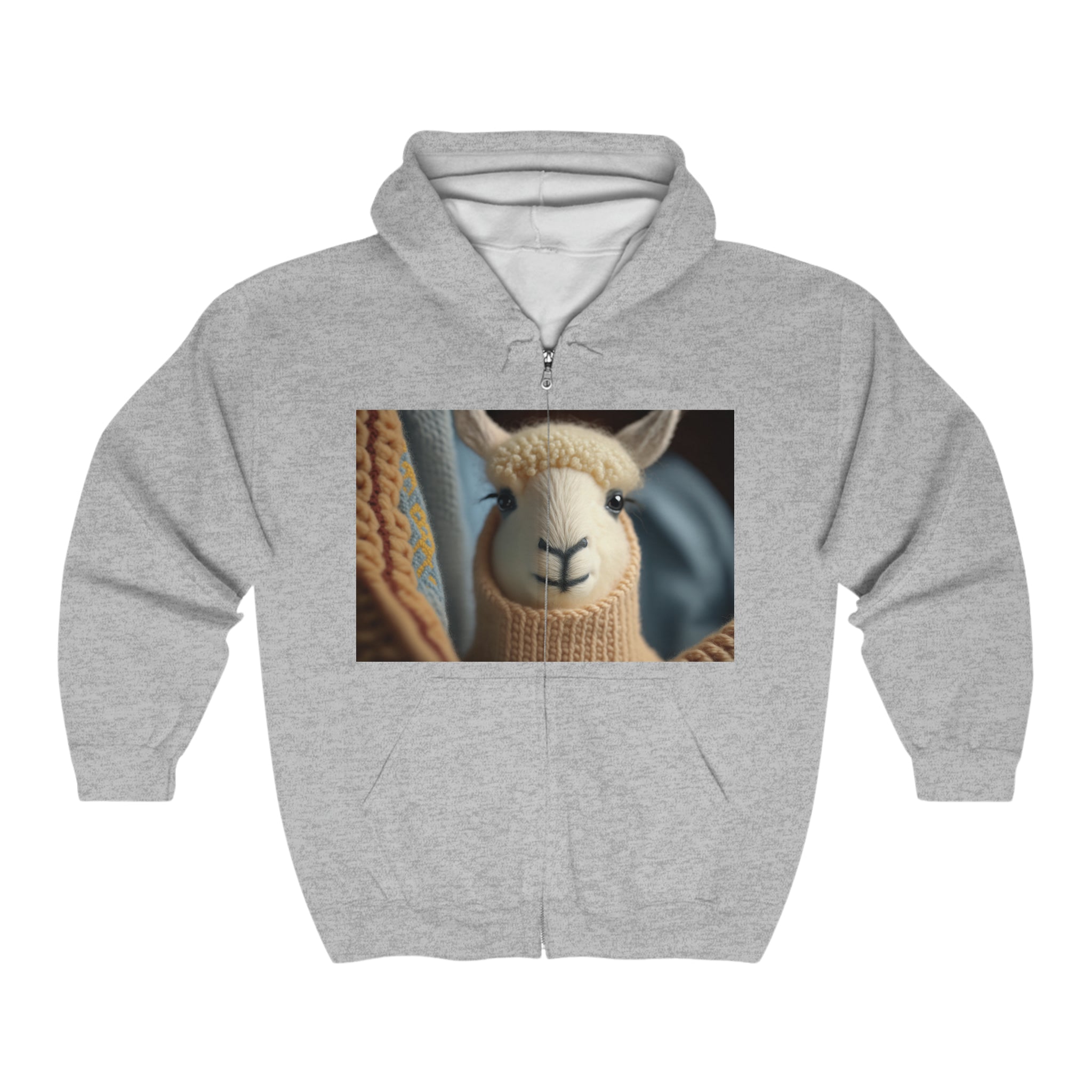 Unisex Heavy Blend™ Full Zip Hooded Sweatshirt - Baby Animals - Llama