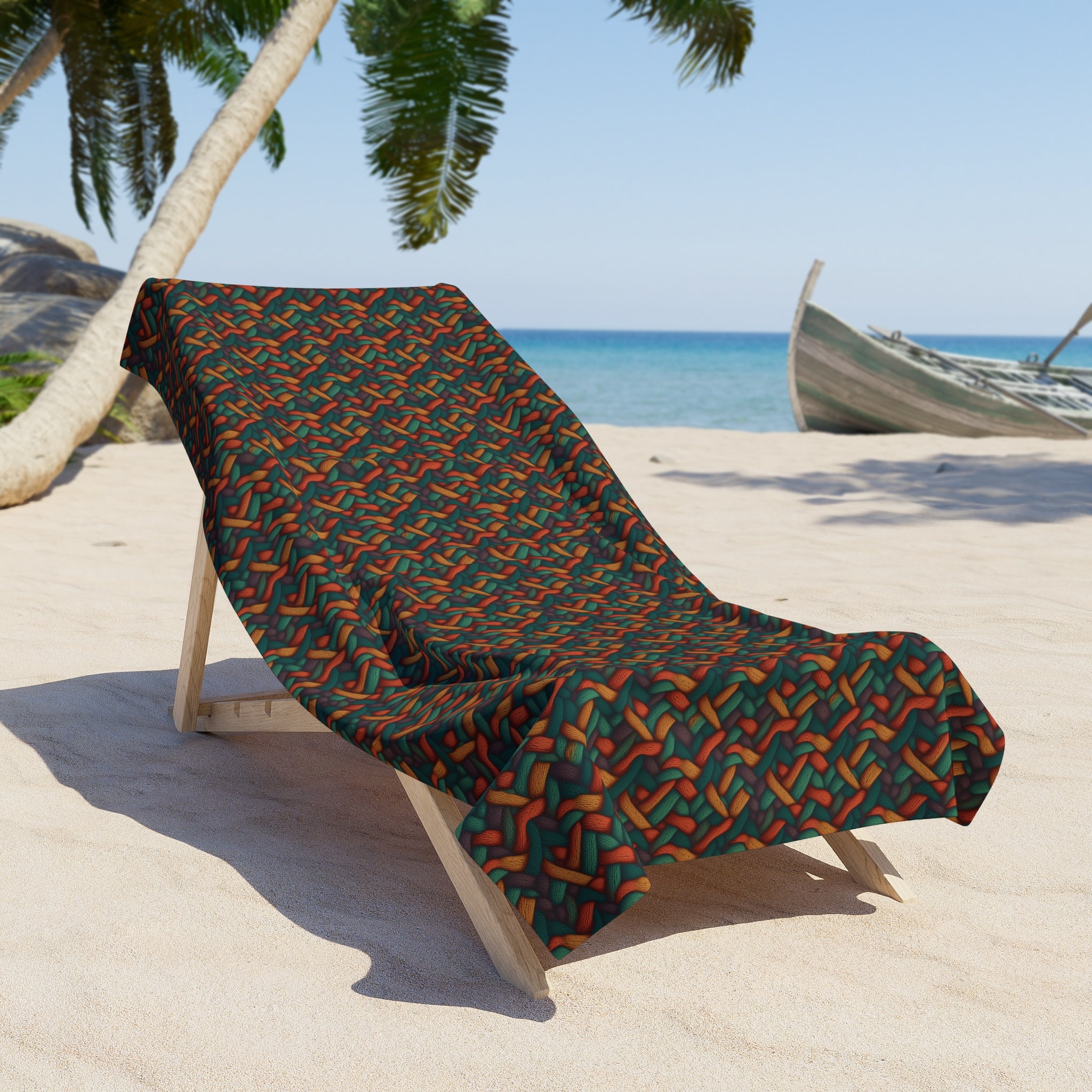 Beach Towel (AOP) - Seamless Knit Art Design 01