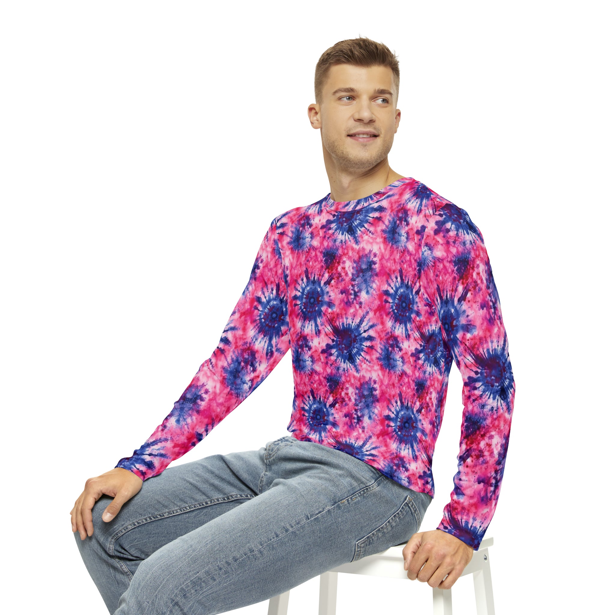 Men's Long Sleeve Shirt (AOP) - Tie Dye Designs 02