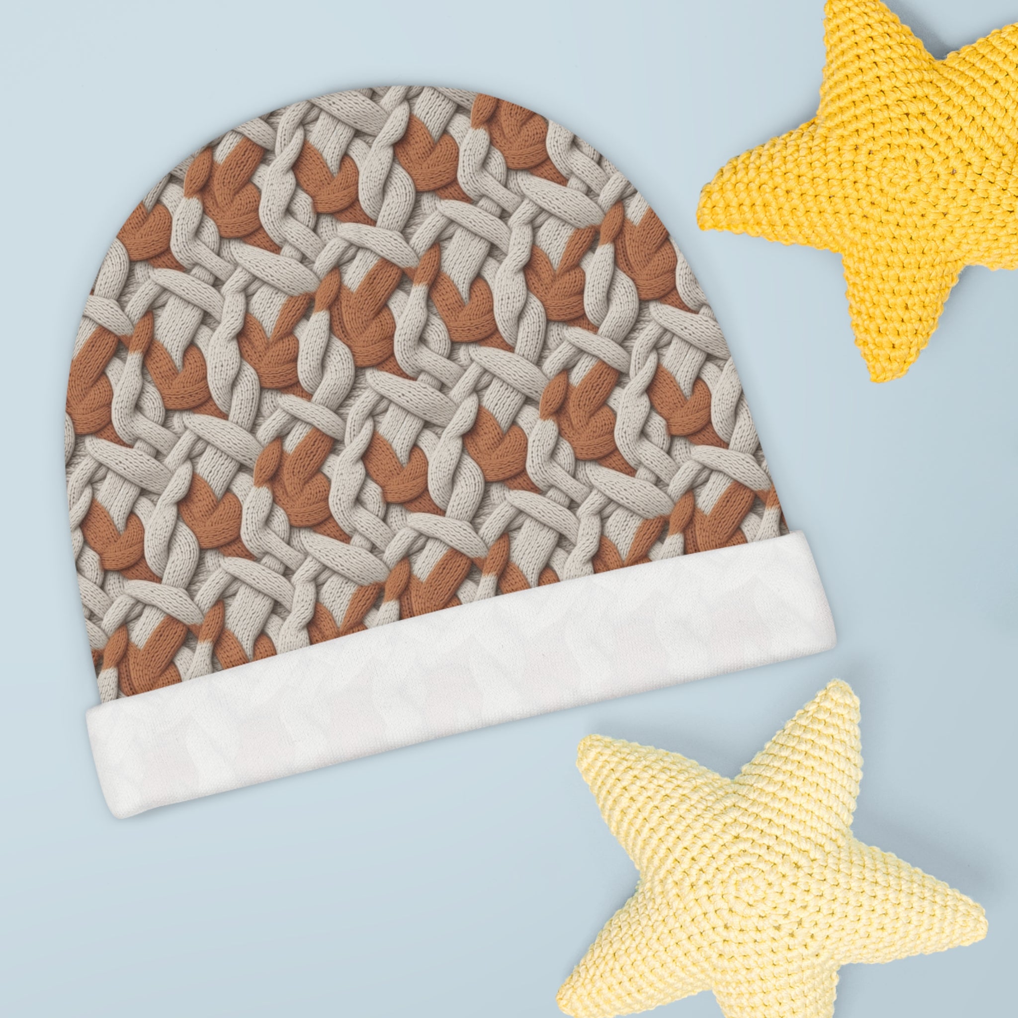 Baby Beanie (AOP) - Seamless Knit Art Design 01