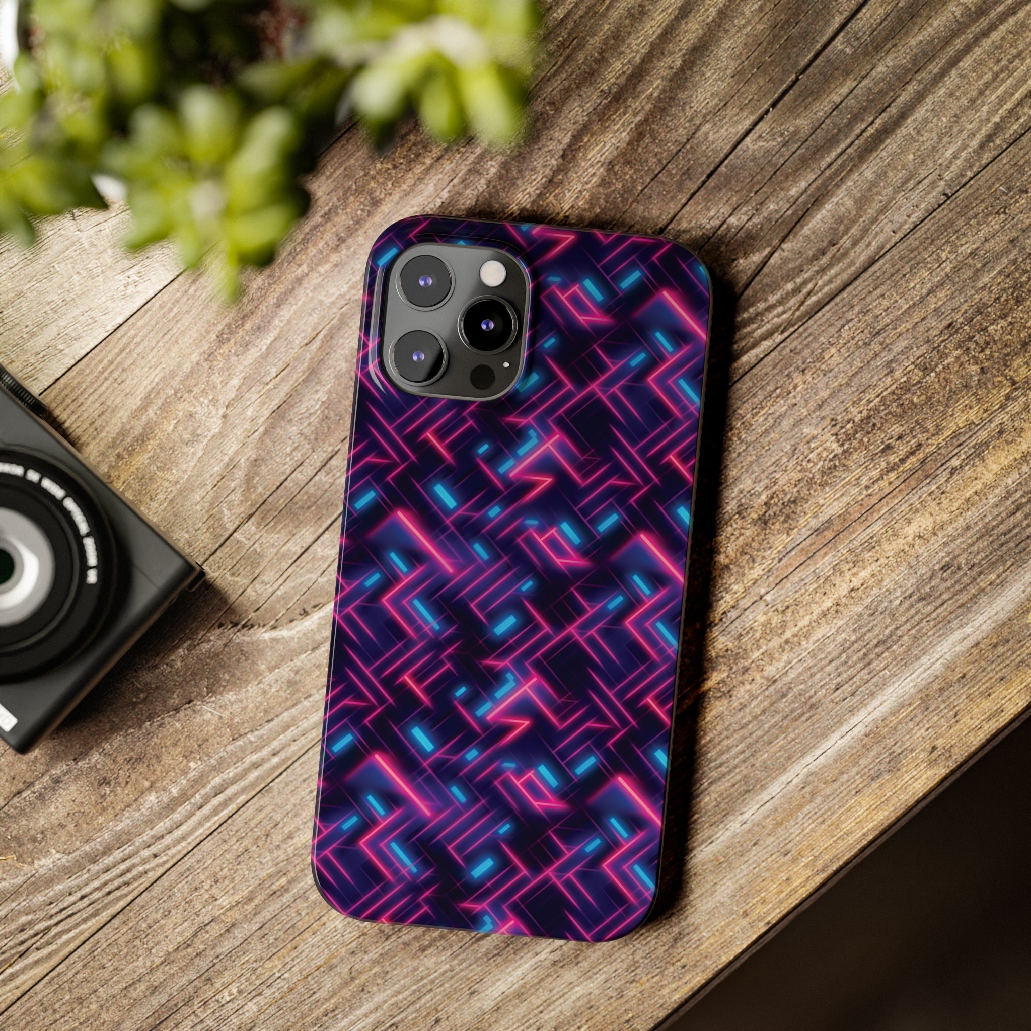 Slim Phone Cases (AOP) - Seamless Synthwave Designs 02