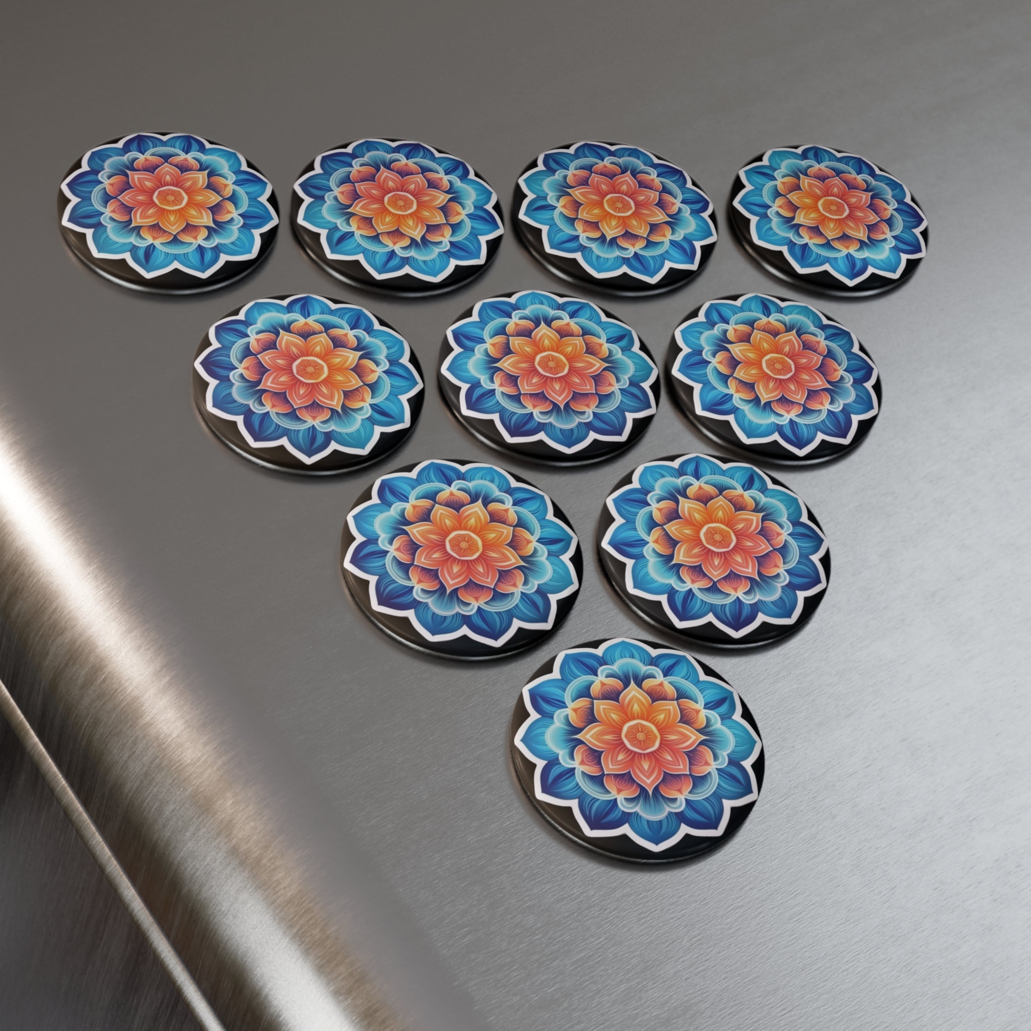 Button Magnet, Round (1 & 10 pcs) - Mandalas 20