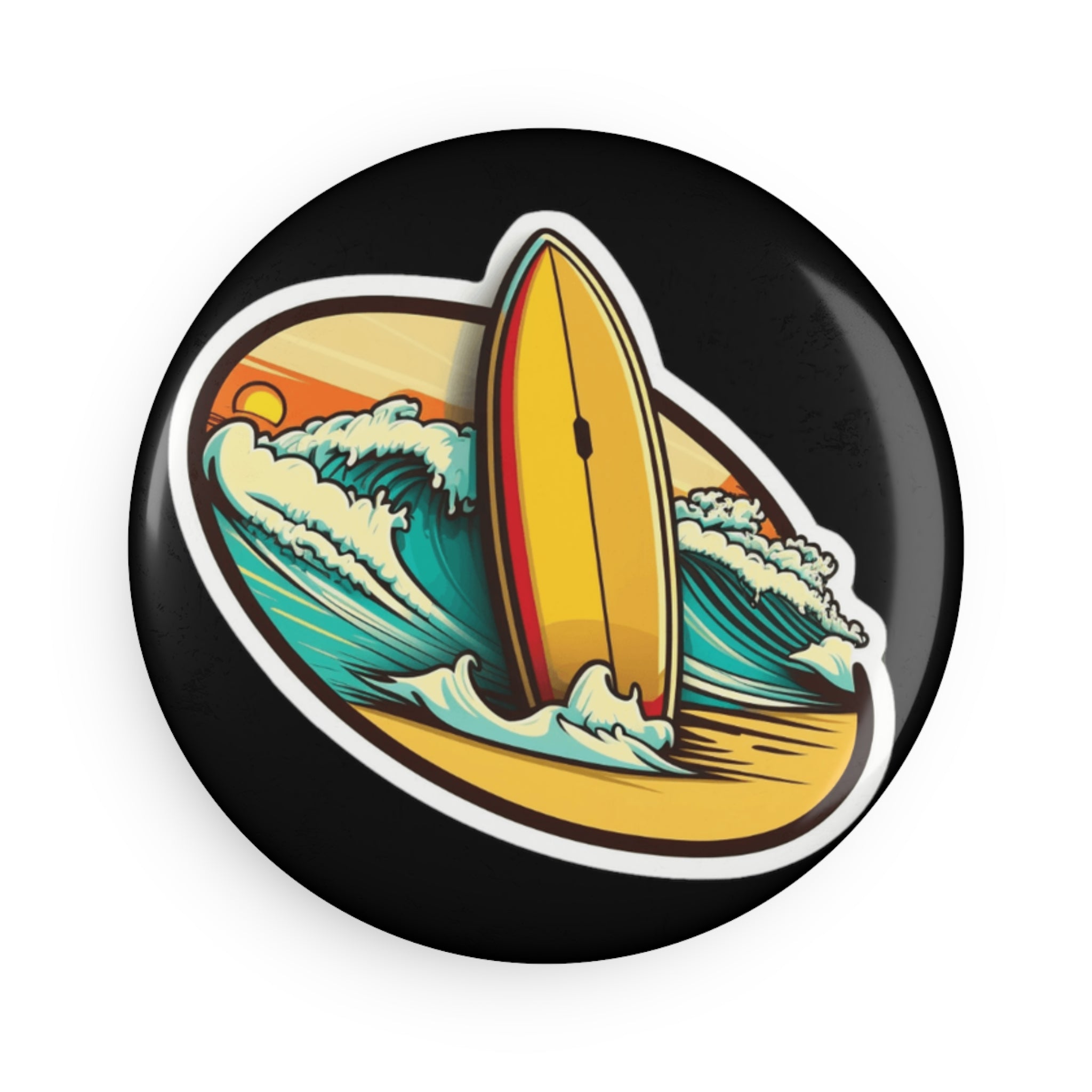 Button Magnet, Round (1 & 10 pcs) - Surfboard