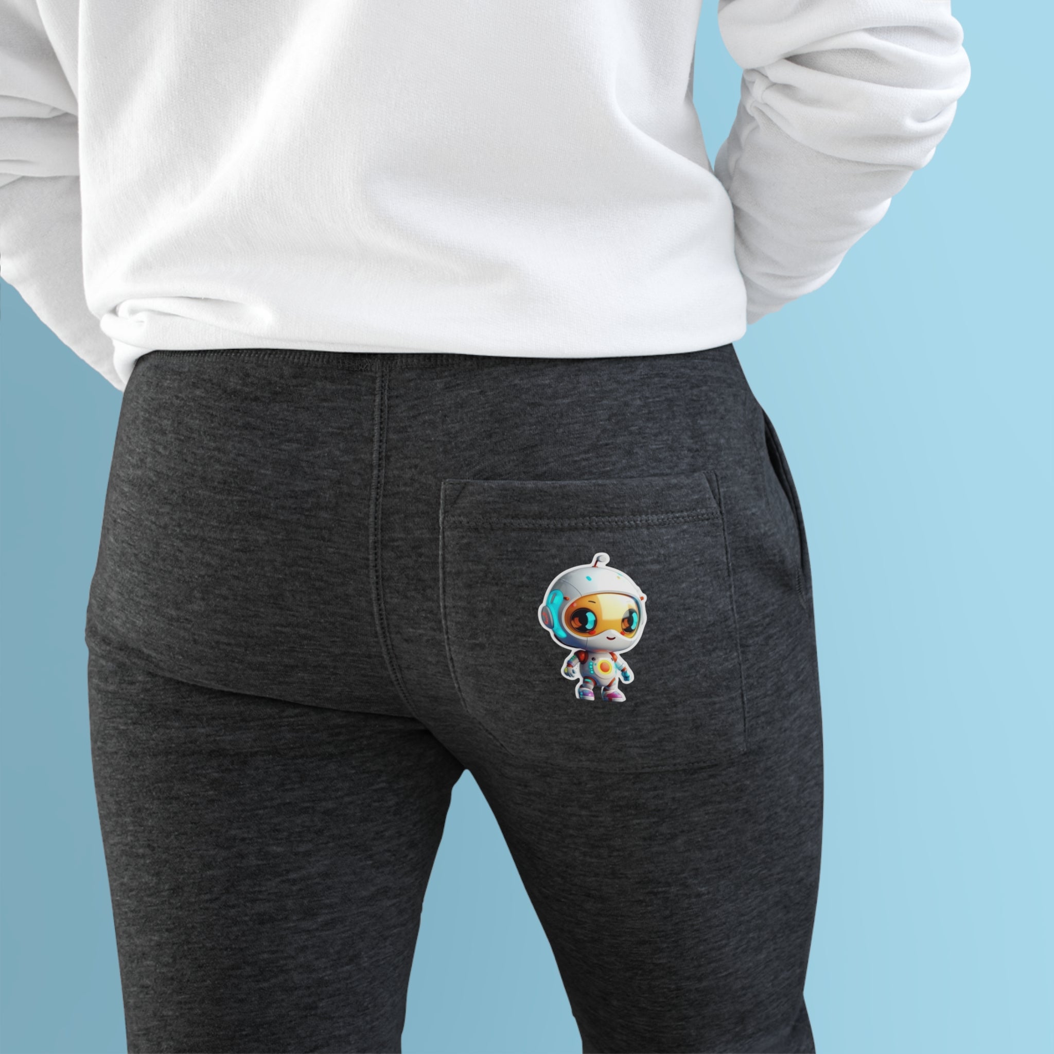 Premium Fleece Joggers - Robot Pop Art Design, Glow