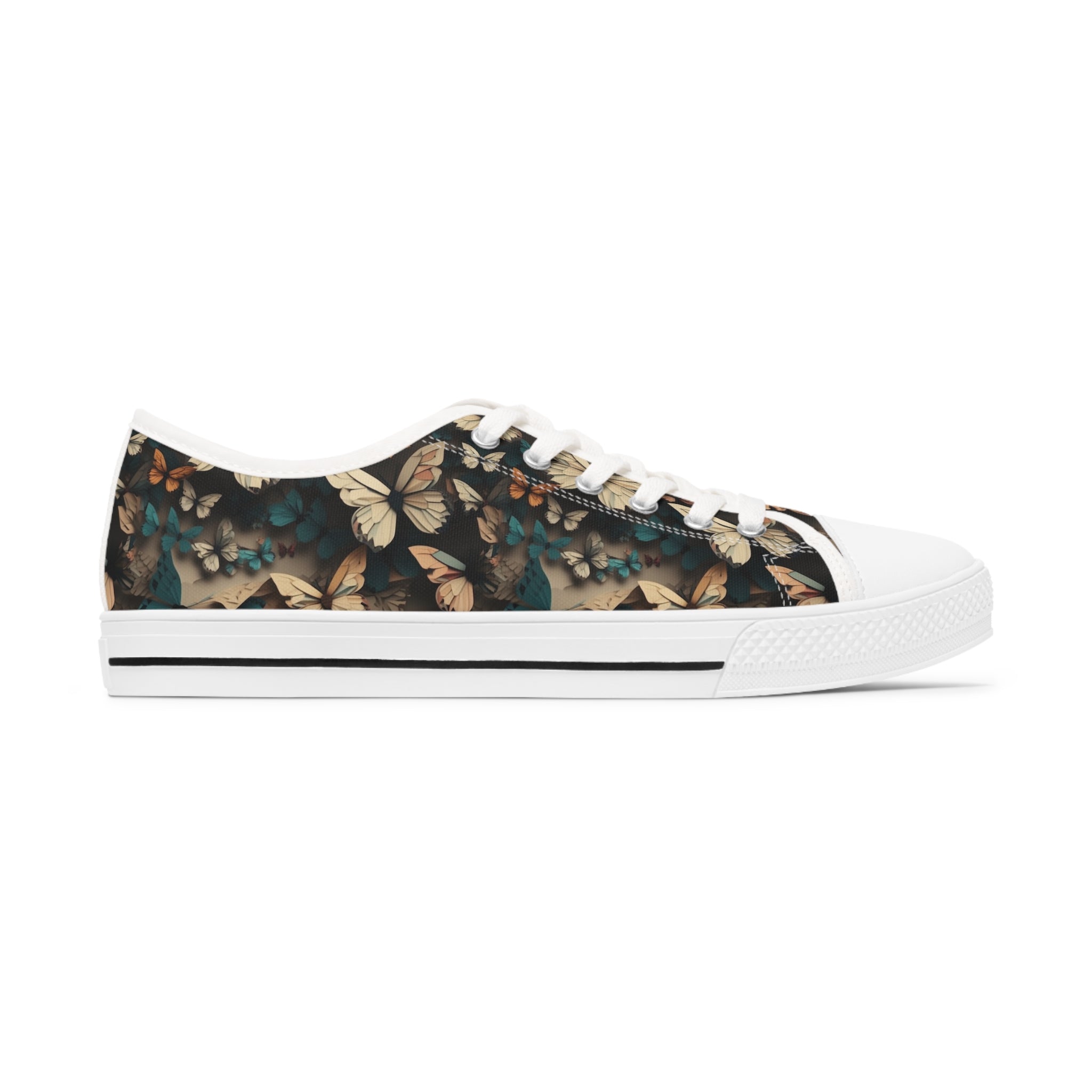 Women's Low Top Sneakers (AOP) - Seamless Butterfly Designs 01