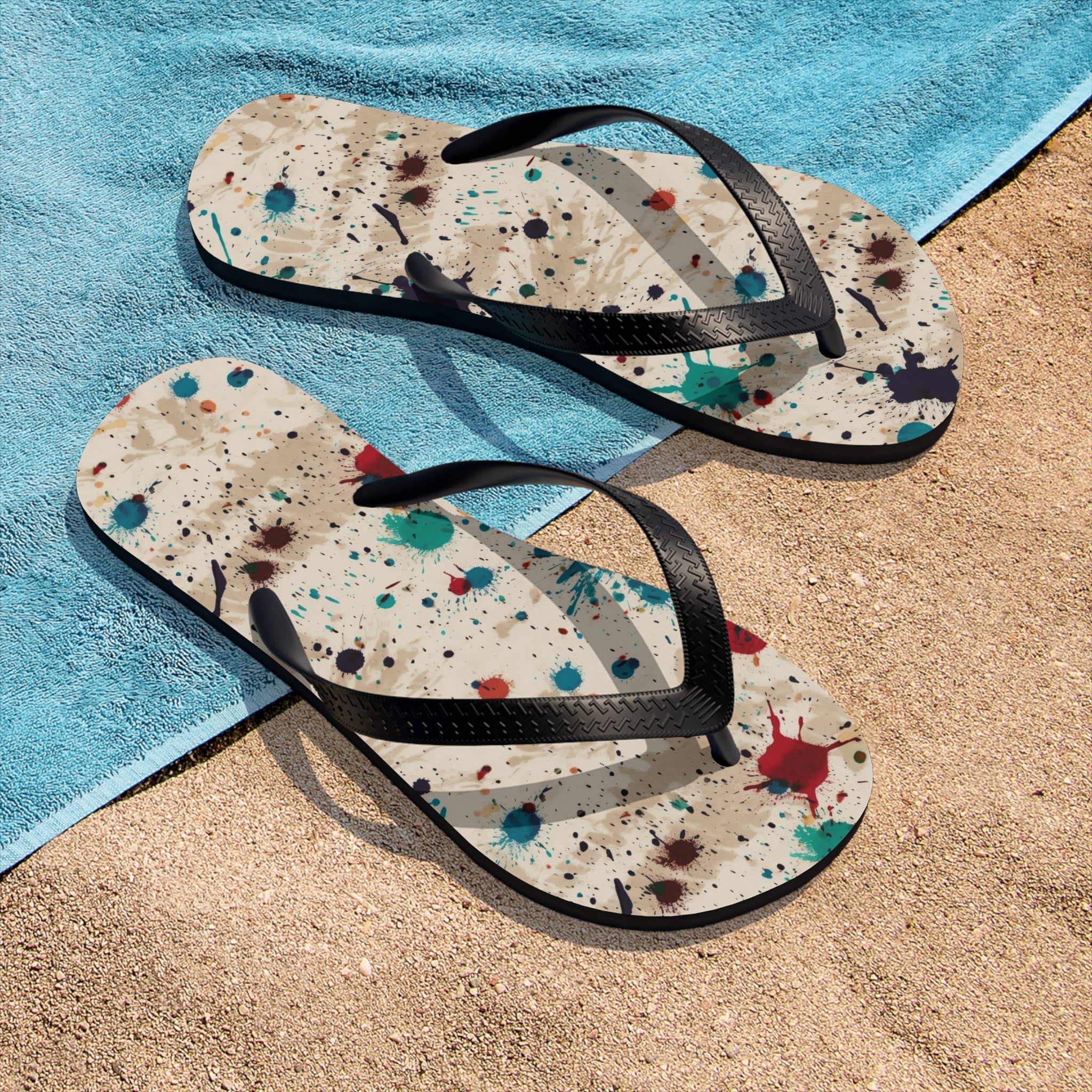 Unisex Flip-Flops (AOP) - Seamless Color Splatter Designs 07