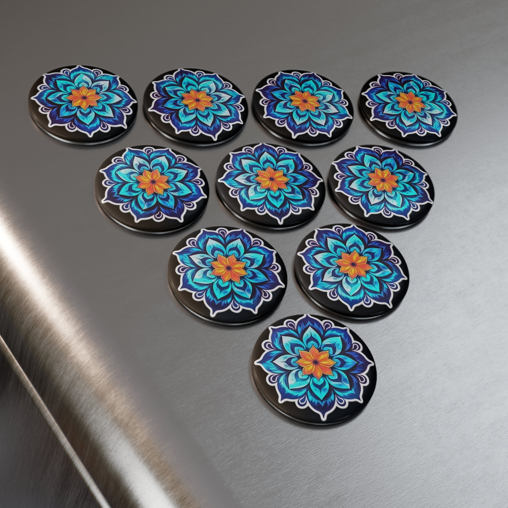 Button Magnet, Round (1 & 10 pcs) - Mandalas 14