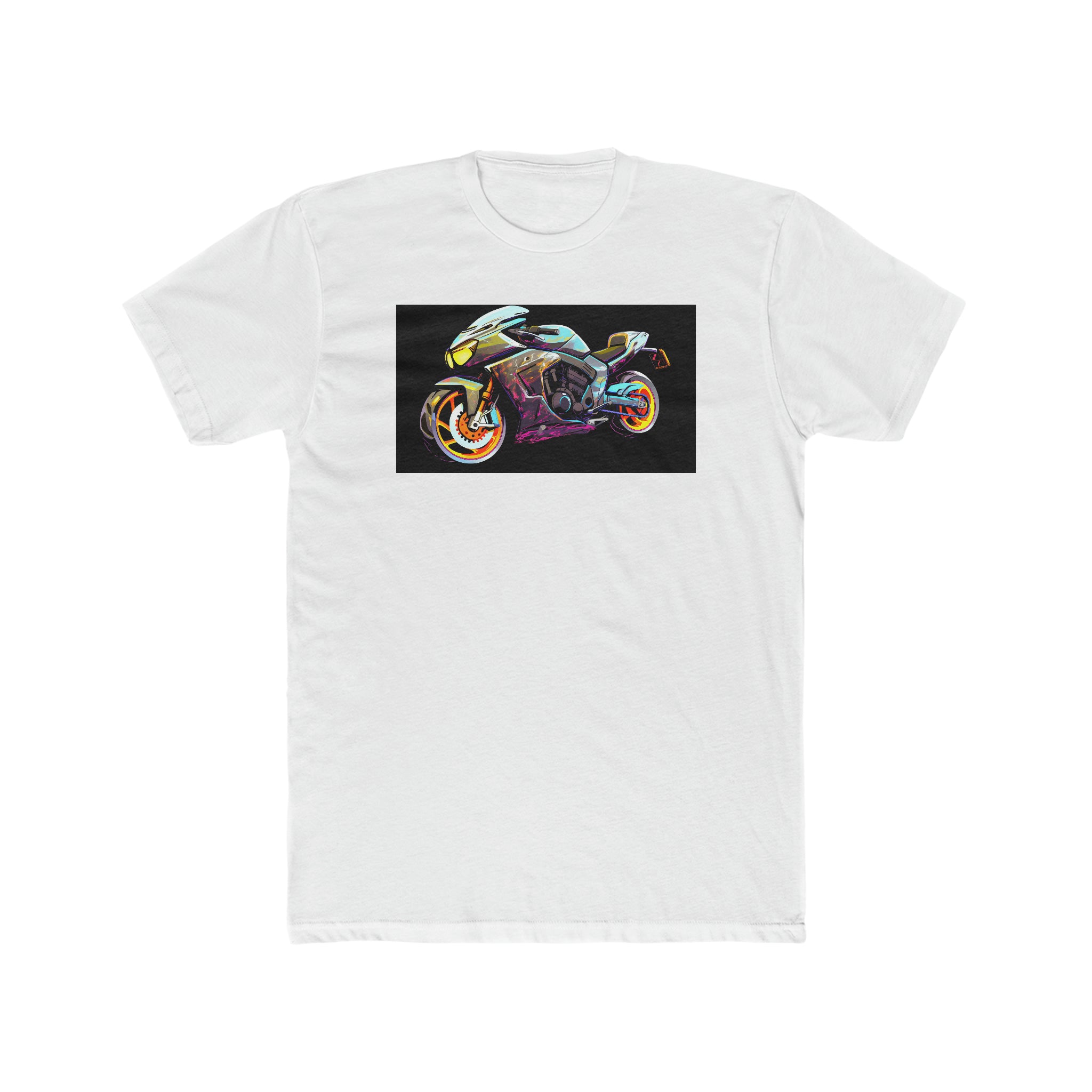 Men's Cotton Crew Tee - Pop Art - Motorcycle 03