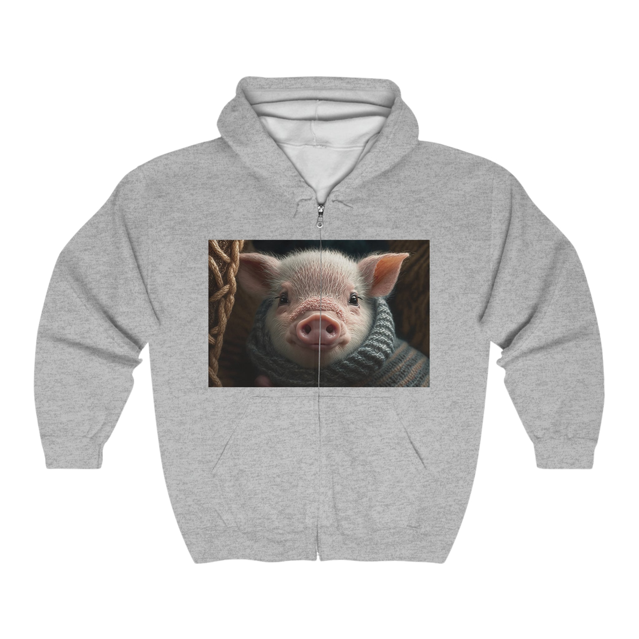 Unisex Heavy Blend™ Full Zip Hooded Sweatshirt - Baby Animals - Pig