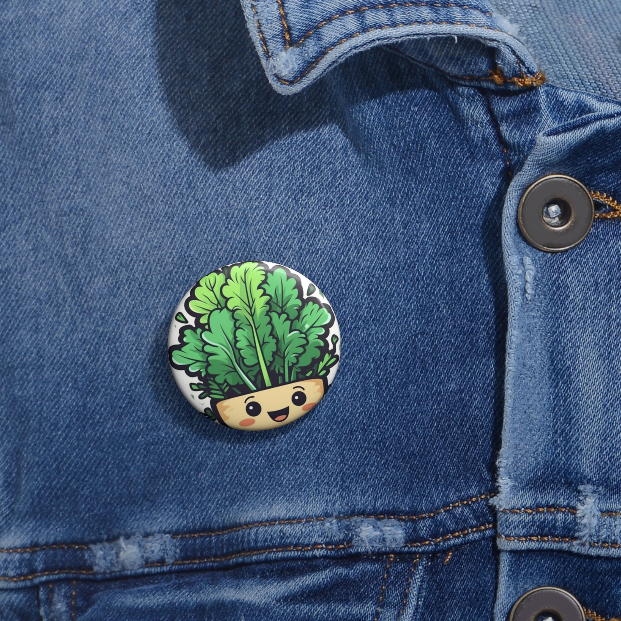 Custom Pin Buttons - Cilantro