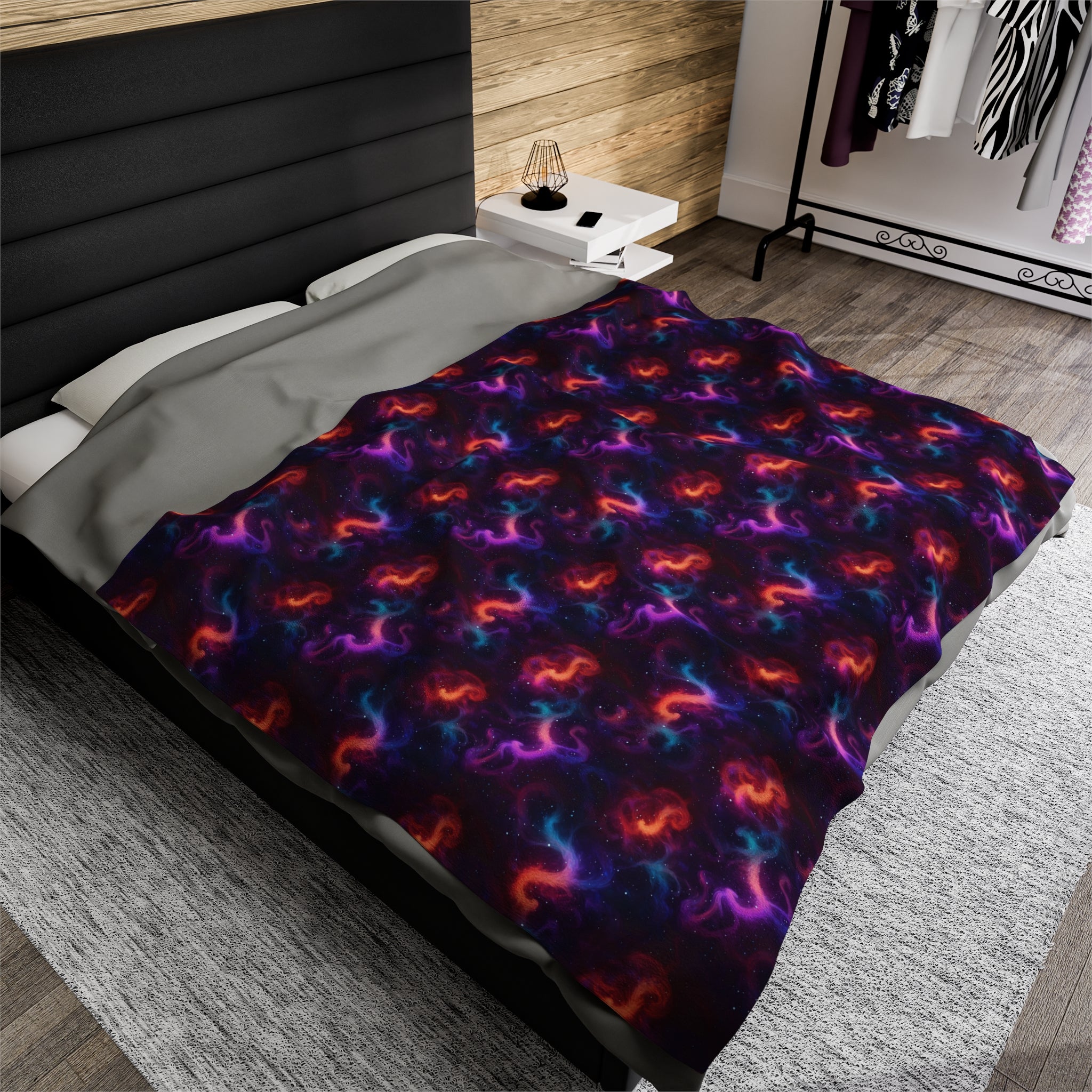 Velveteen Plush Blanket (AOP) - Fantasy Galaxies 04