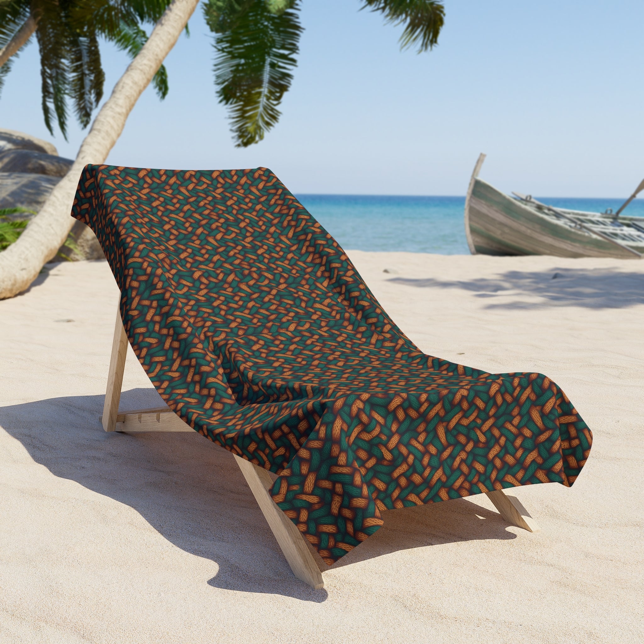 Beach Towel (AOP) - Seamless Knit Art Design 09