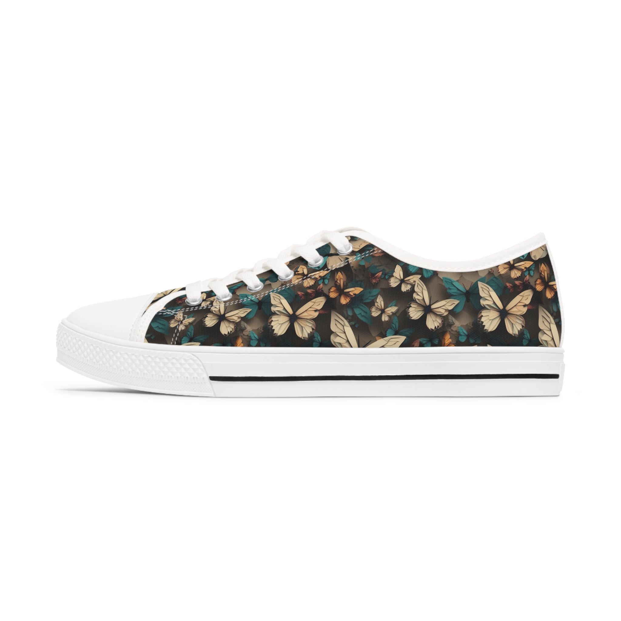 Women's Low Top Sneakers (AOP) - Seamless Butterfly Designs 01