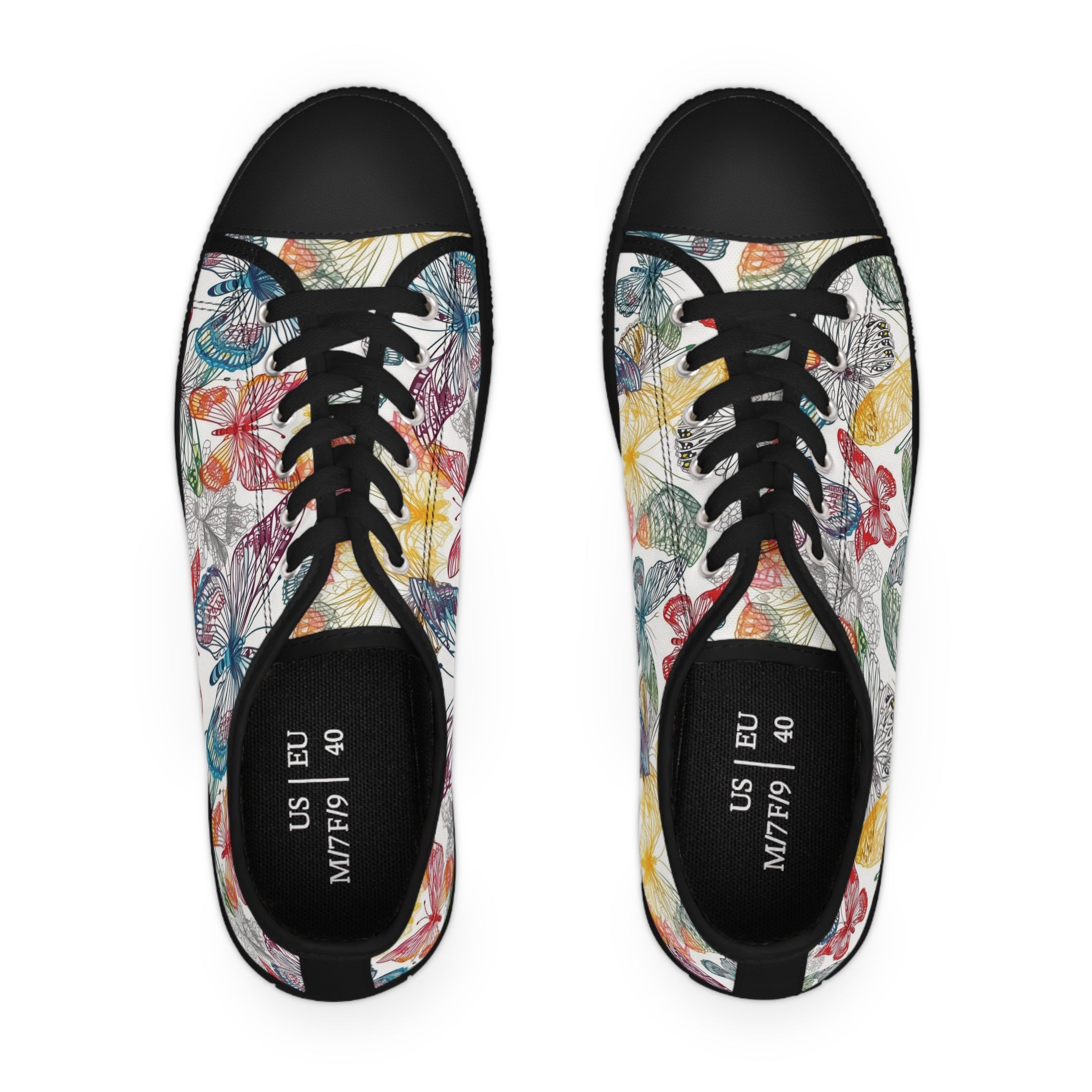 Women's Low Top Sneakers (AOP) - Seamless Butterfly Designs 05