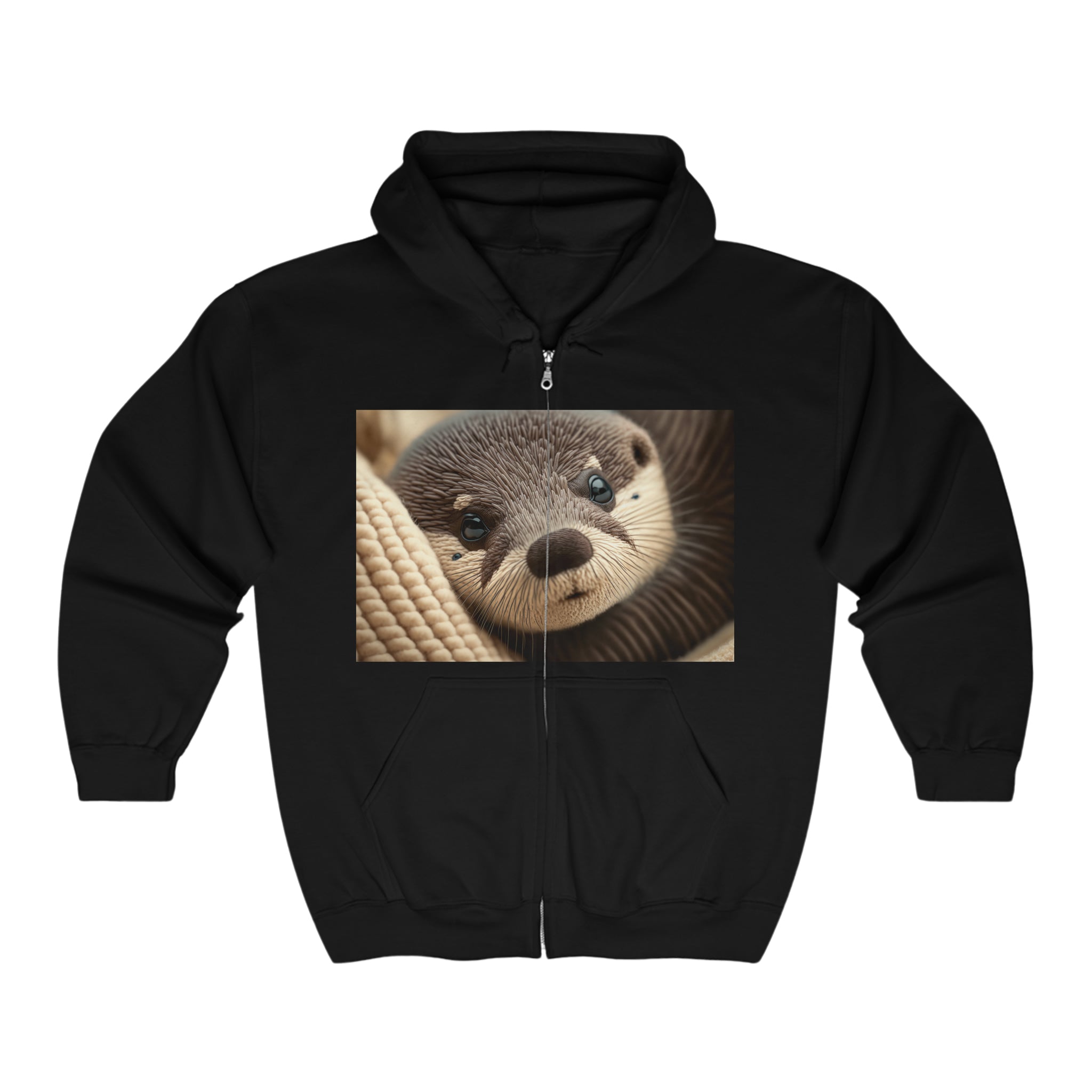 Unisex Heavy Blend™ Full Zip Hooded Sweatshirt - Baby Animals - Otter