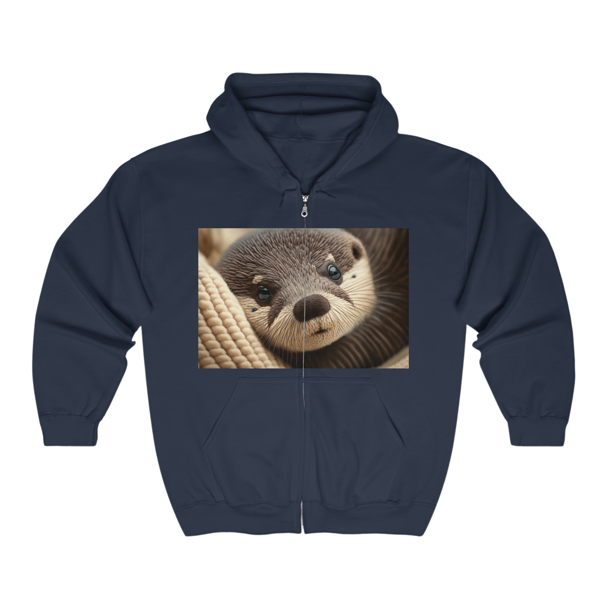 Unisex Heavy Blend™ Full Zip Hooded Sweatshirt - Baby Animals - Otter